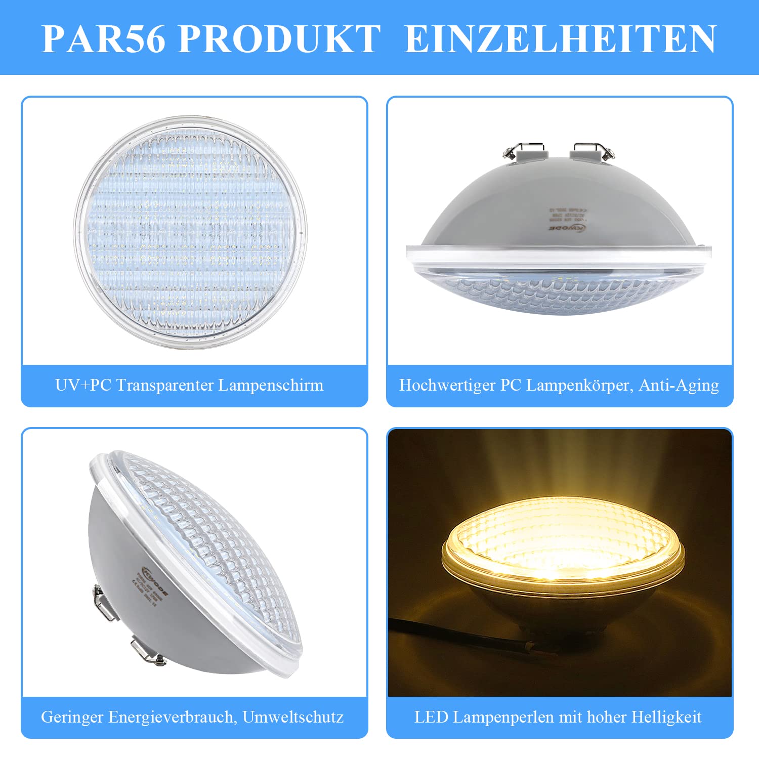 Kingwen Luce Piscina PAR56 RGB 40W - Impermeabile IP68 Con Telecomando - Foto 14