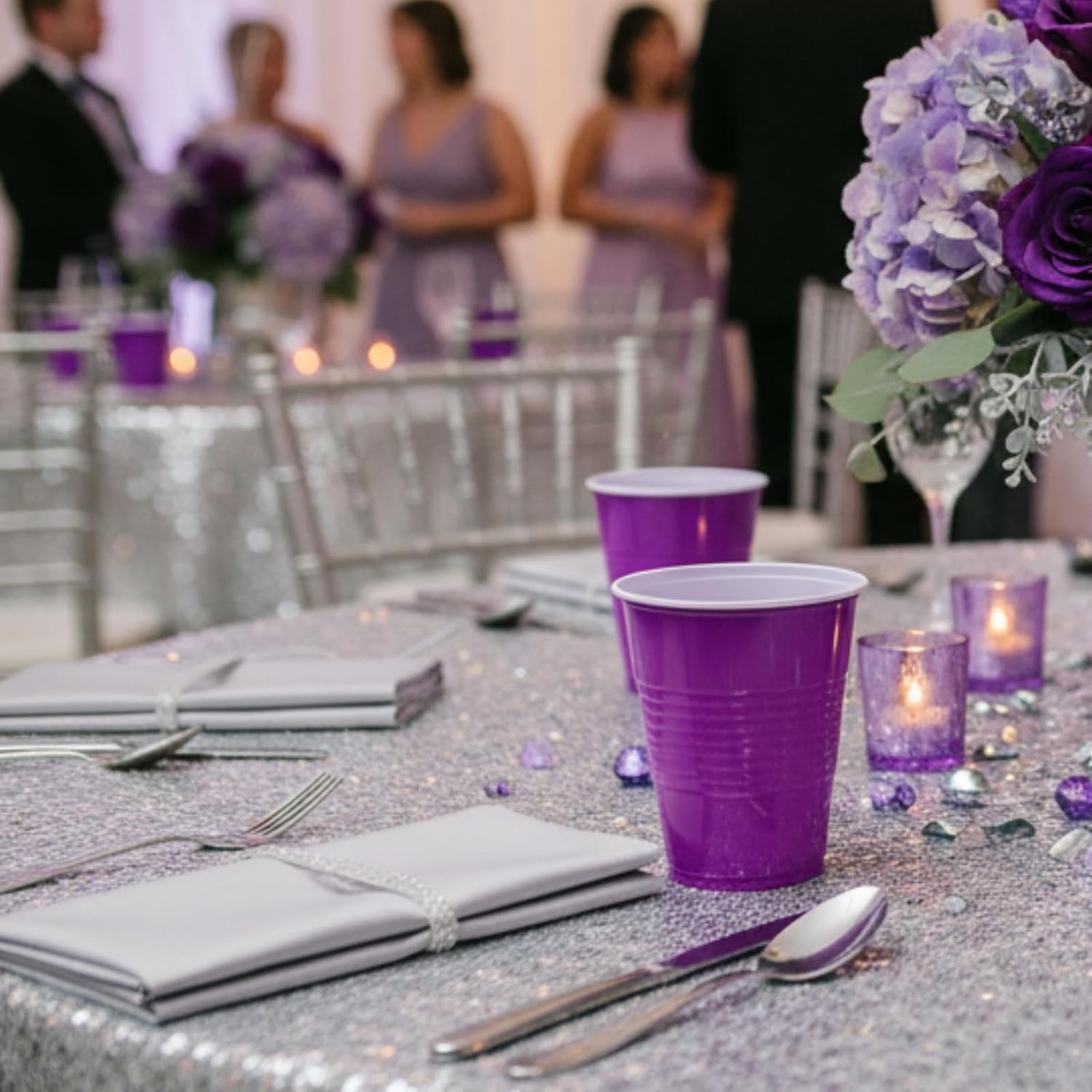 30 Pcs 12 oz Disposable Plastic Cups Bulk for Baby Shower Birthday Graduation Party Wedding Theme Party Birthday (Deep Purple) - Image 6