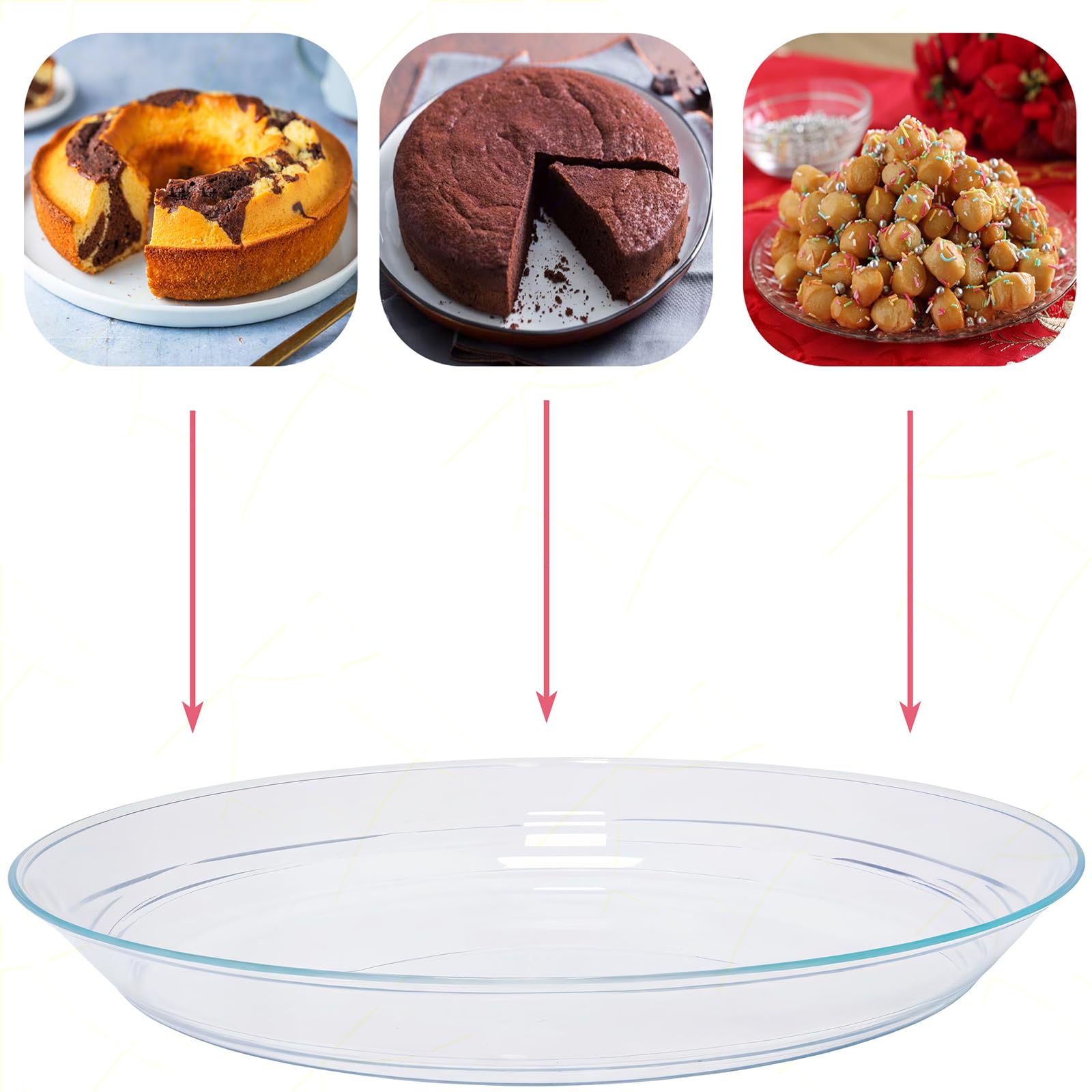 Sicignano | 10 bandejas bávaras de plástico transparente – para tartas, postres, perfiles, avestrujos, pastel, baba, tarta, reutilizables, fáciles de limpiar, irrompibles, antiarañazos (28 cm)