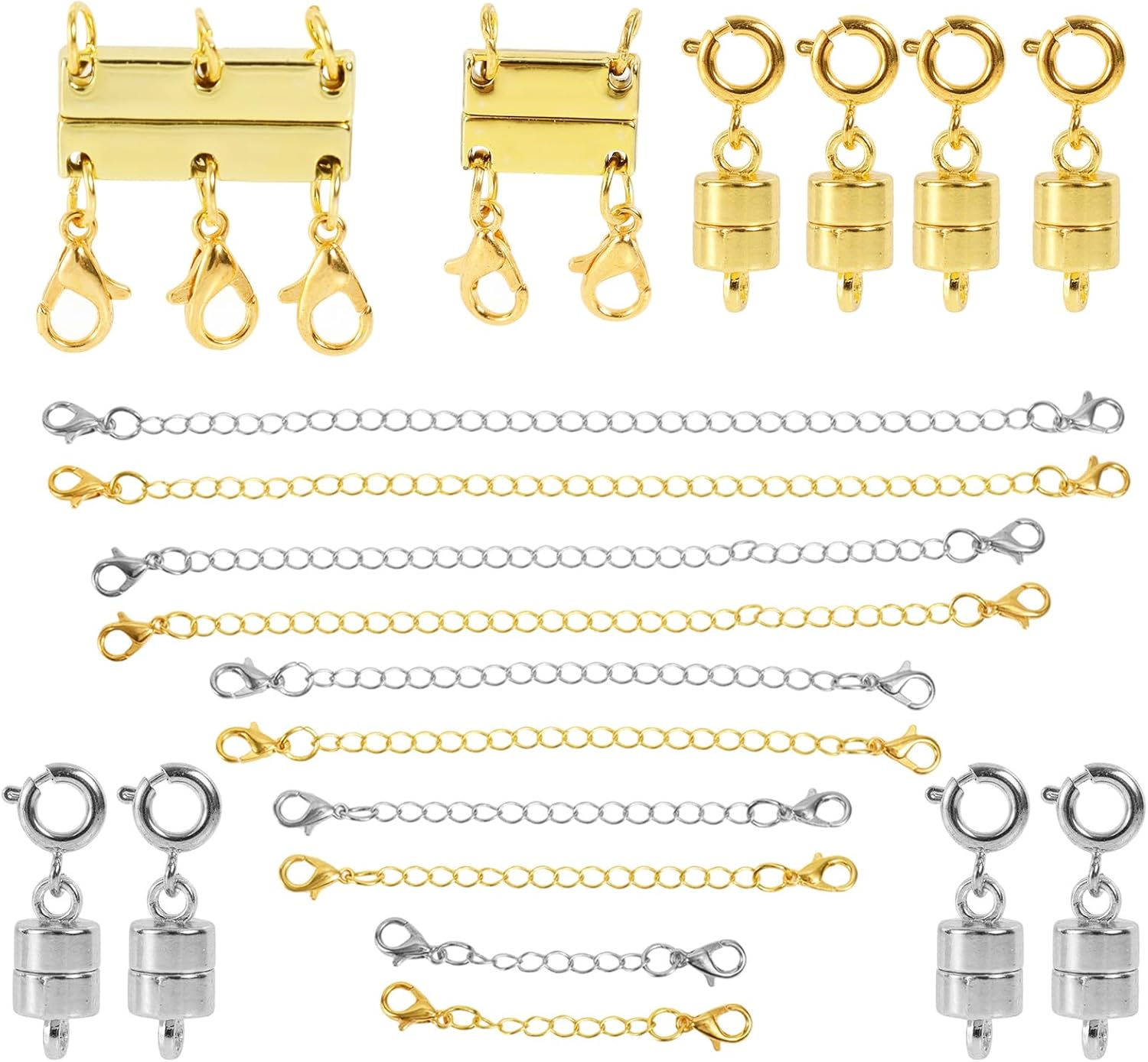 20pcs Magnetic Necklace Extenders & Layering Clasps Set, Durable Jewelry Chain Connectors Magnetic Jewelry Clasps for DIY Craft Gift Necklaces Bracelets Anklets