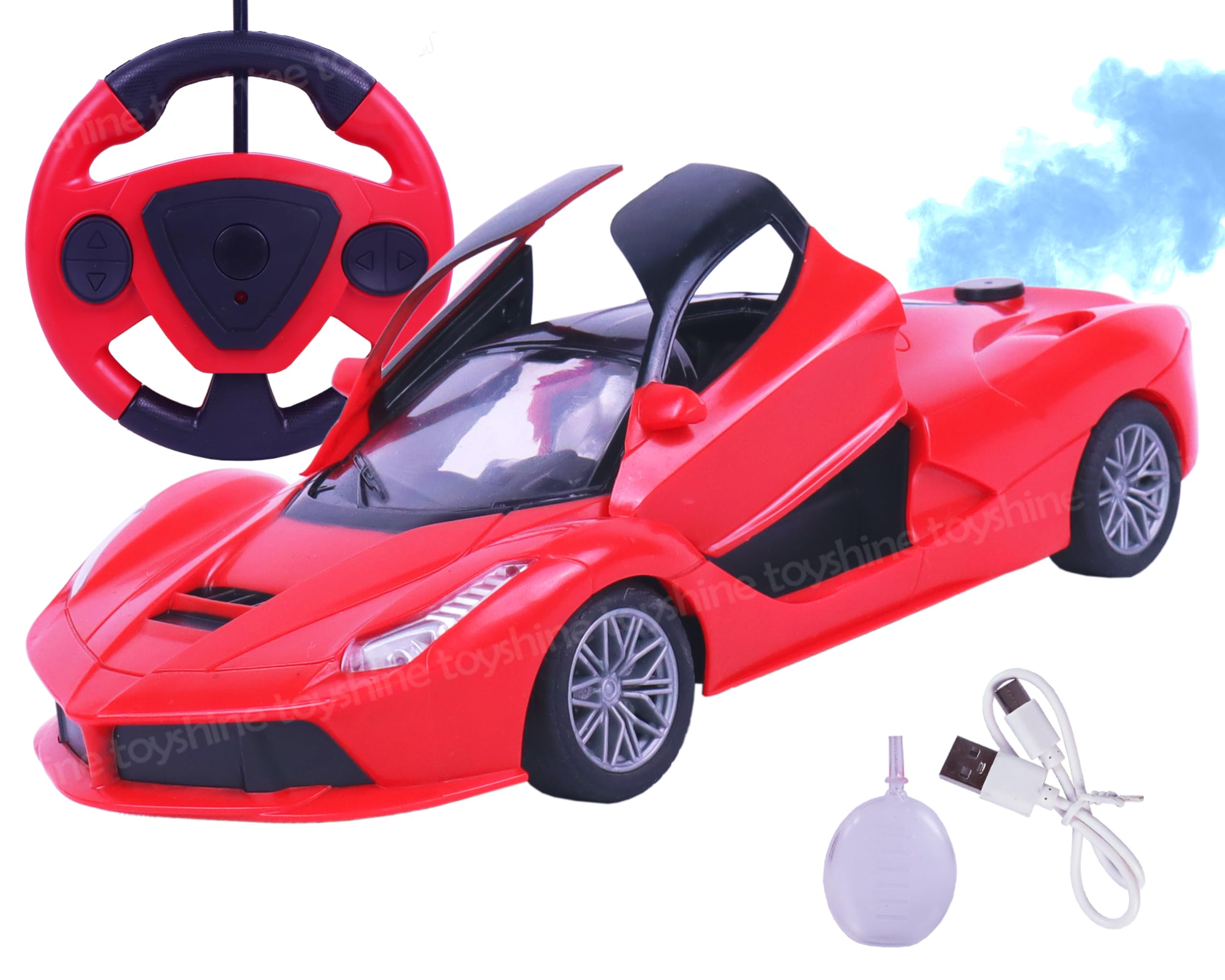 Toyshine 1:14 Scale Remote Control Rechargeable Fast Racing Toy Car inbuilt with Booster Spray and Opening Doors Feature for Kids Adults - Red (B0DDPGMMX2) Amazon Price History, Amazon Price Tracker