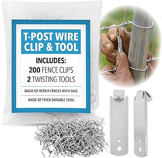 Impresa T-Post Clip Bender Tool - Quick-Install T-Post Fence Clips - Heavy-Duty Metal Wire Ties - Enhanced Privacy Fence Fasteners - 200 Fasteners, 2 Wire Twisters