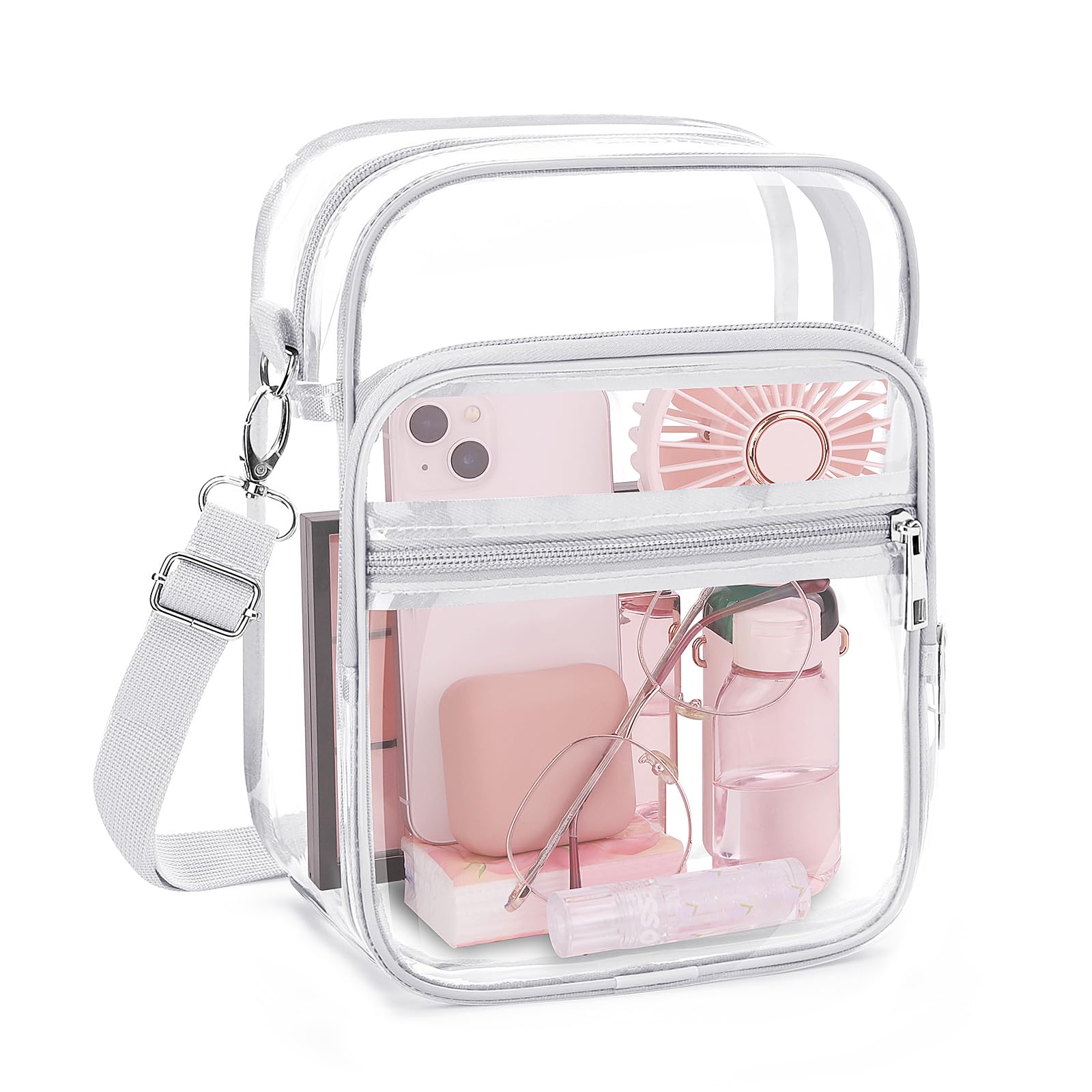 Blvornl Clear Crossbody Bag with Adjustable Shoulder Strap, Stadium Approved PVC Purse Bag, Messenger Bag