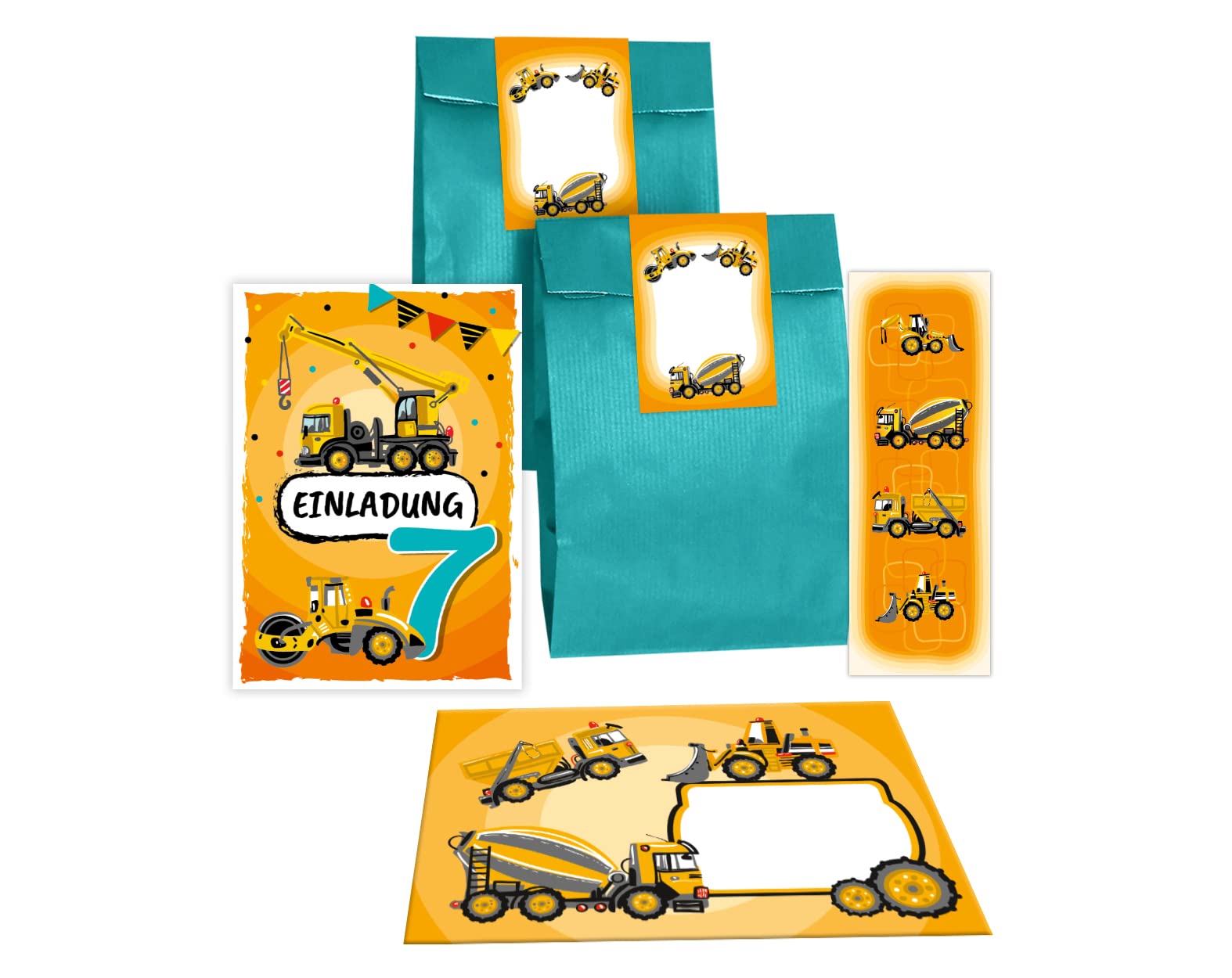 12 biglietti d'invito con 12 buste per il 7° compleanno dei bambini 7
