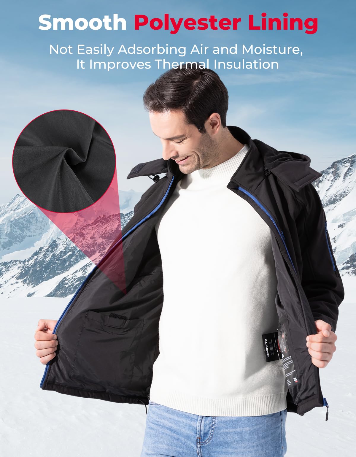 KEMIMOTO Giacca Riscaldata per Uomo Donna, Giacca Calda Riscaldata Elettrica con Batteria Esterna da 9600 mAh, per Moto Sci Pesca Escursionismo