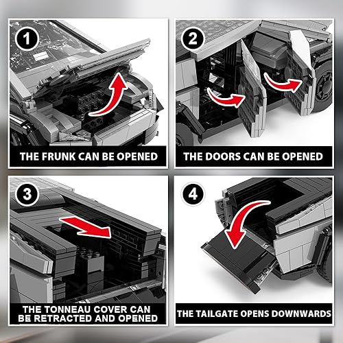 Miniatura 3 de Juego de construcción de automóvil iluminado, juguete de construcción de camión cibernético todoterreno 114 con luces, bloque de construcción STEM