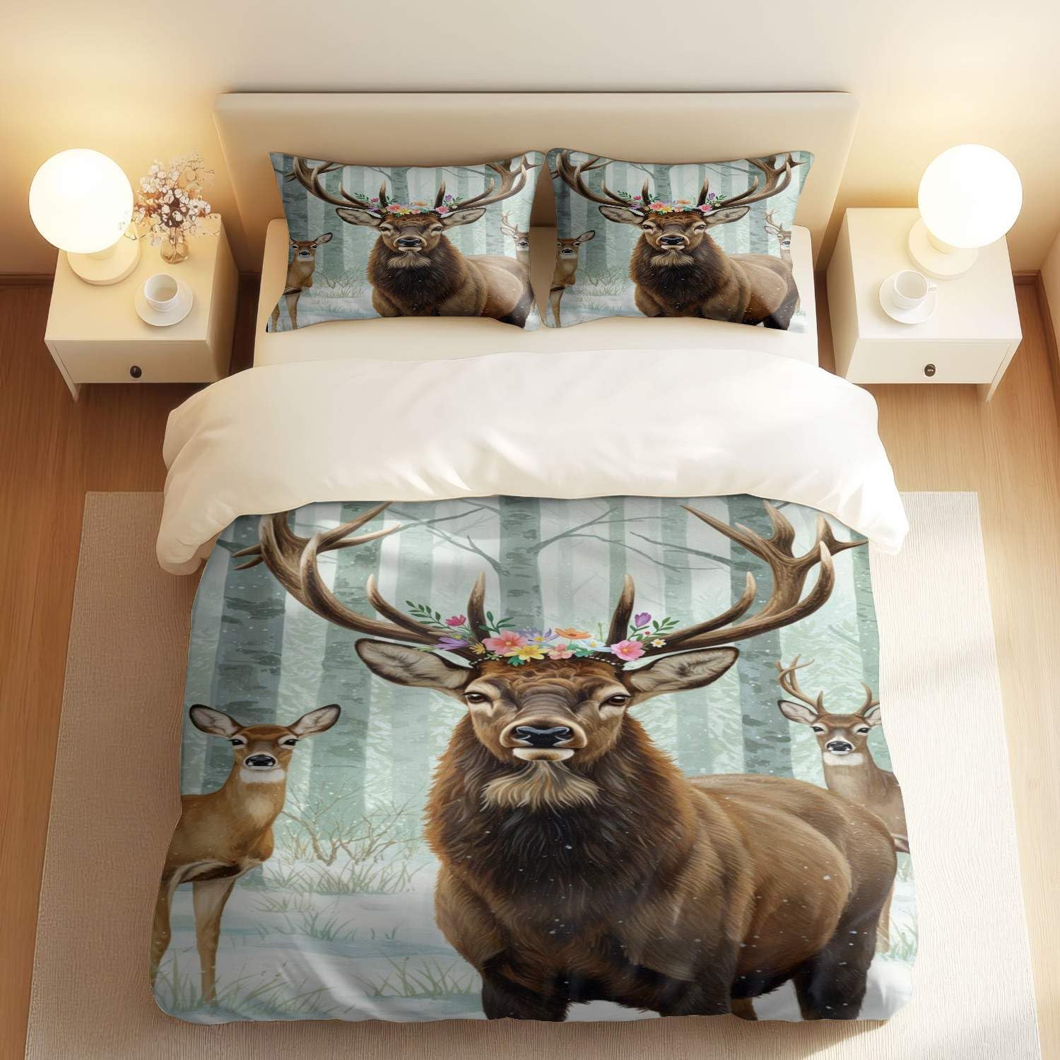 Housse de couette cerf 240x220 imprimé 3D pour raviver une chambre terne