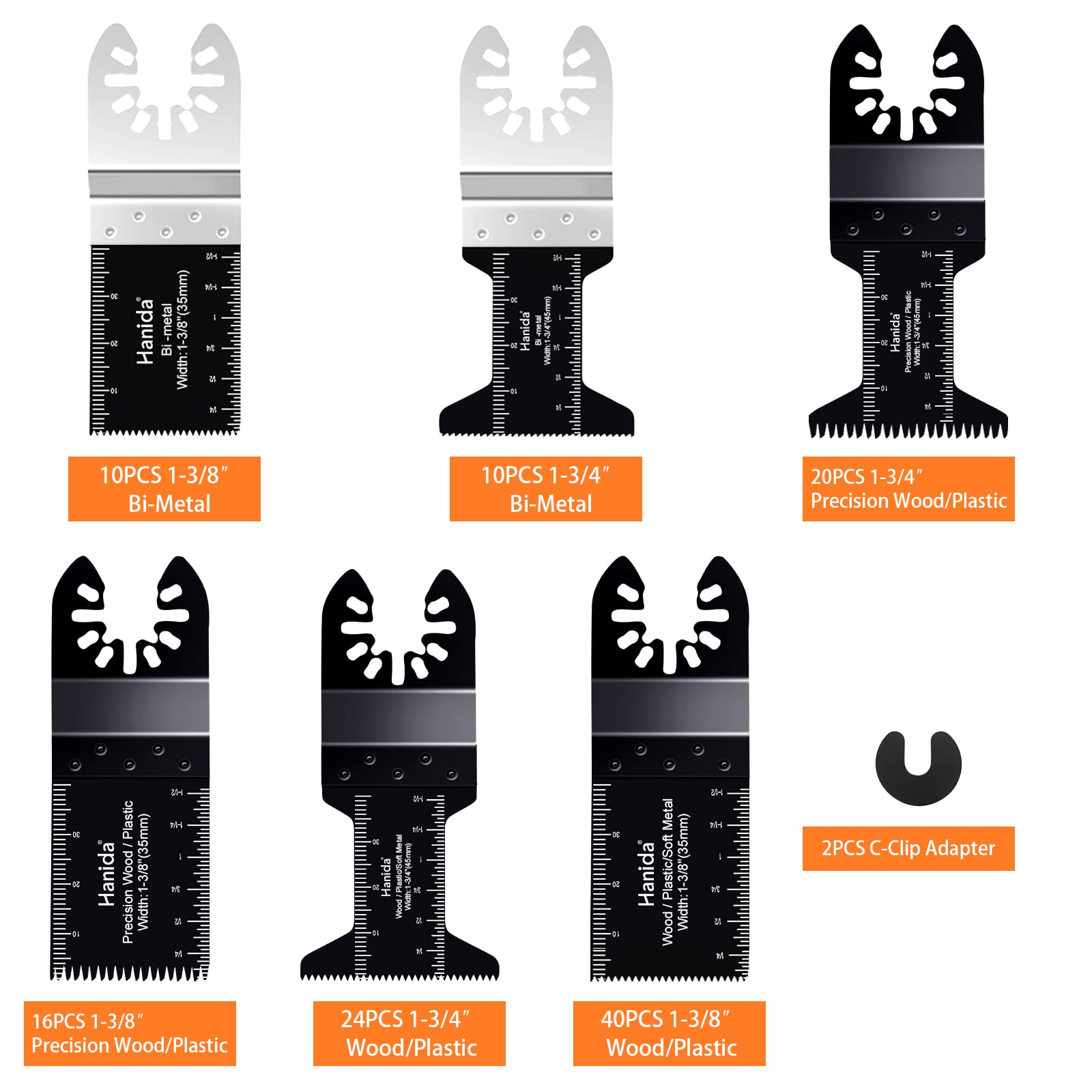 122 lame oscillanti in metallo per seghe multiutensili, per legno e plastica, lame oscillanti a sgancio rapido, adatte per Fein Multimaster Porter Cable Black & Bosch, Decker, Dremel, Ryobi