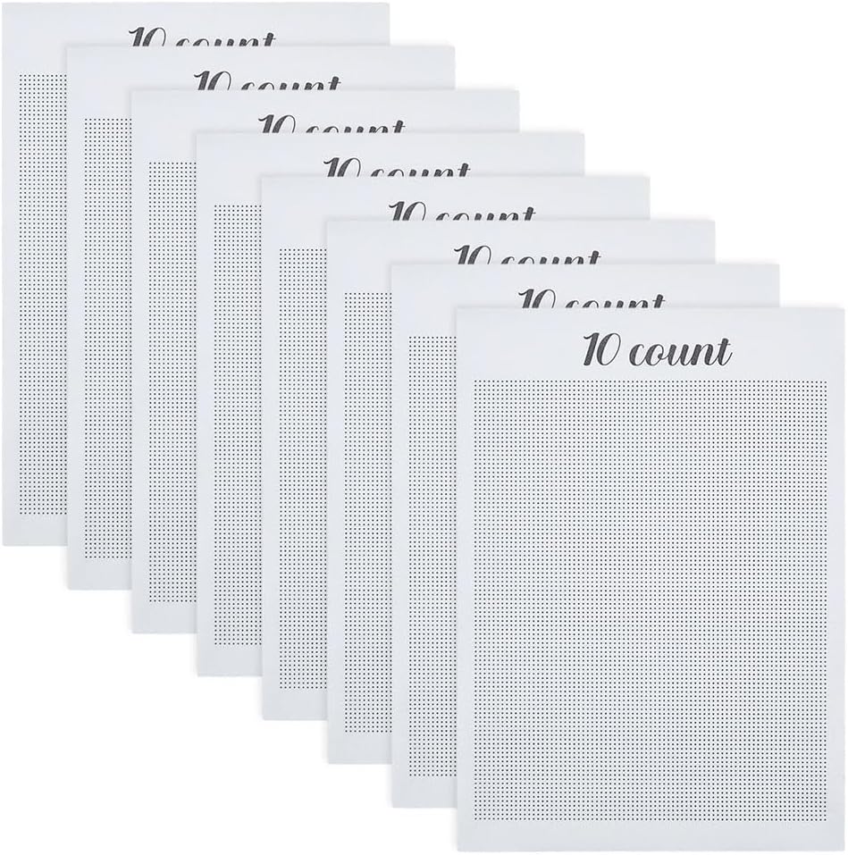 FREEBLOSS 8Pcs Water Soluble Cross Stitch Graph Paper Dissolvable Embroidery Transfer Paper 10CT Cross Stitch Blanks for Clothing Embroidery Repair, 8.3x11.7''