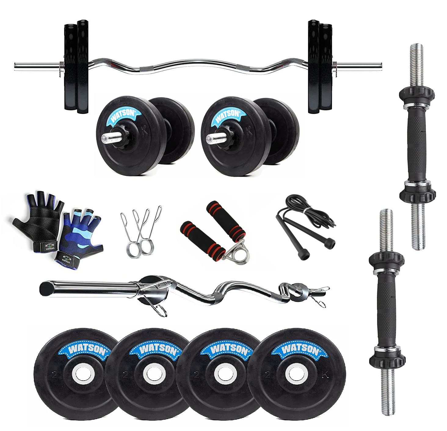 WATSON Home Gym Set, Home Gym Equipments with 25mm 3Ft Curl bar, Solid Rubber Plates, PVC Nut Solid Dumbbell Rods, Locks & Accessories (Black-50Kg Set(2.5Kgx4,5Kgx4,3Kgx4,2Kgx4)) (B0C1WW7N5T) Amazon Price History, Amazon Price Tracker
