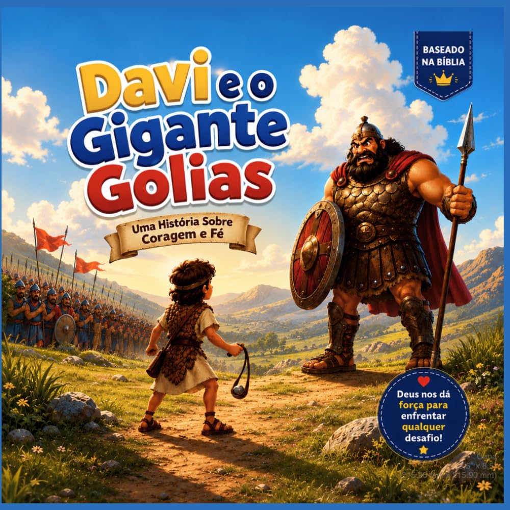 Davi e Golias: A Coragem que Vem de Deus: Uma linda história ilustrada para ensinar às crianças sobre fé, coragem e confiança em Deus