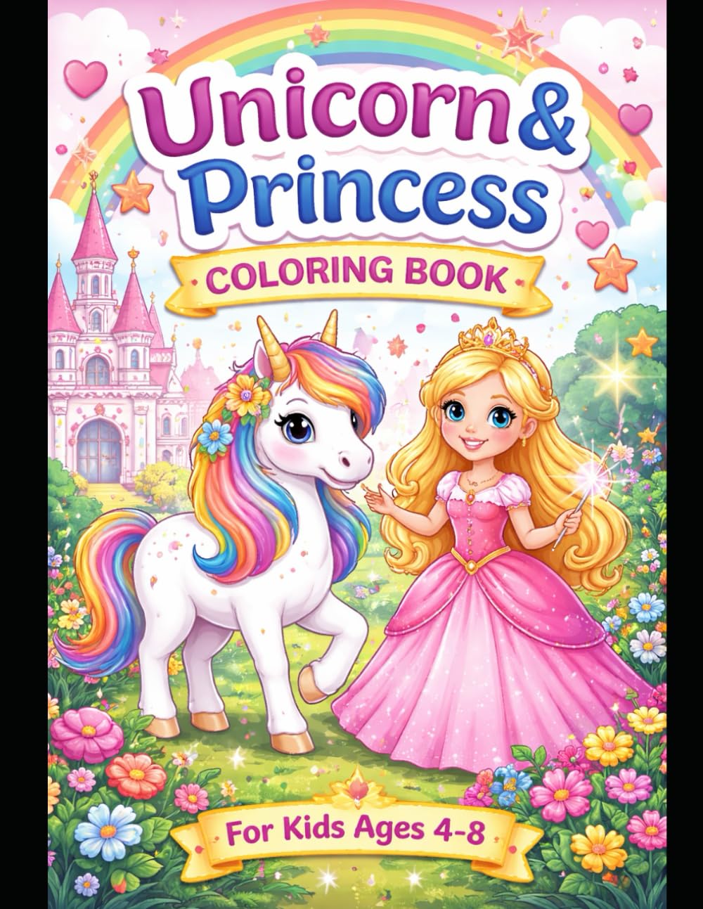 Unicorn & Princess Coloring Book: Magical Unicorns, Princesses, Castles and Fairy Tales for Kids Ages 4–8