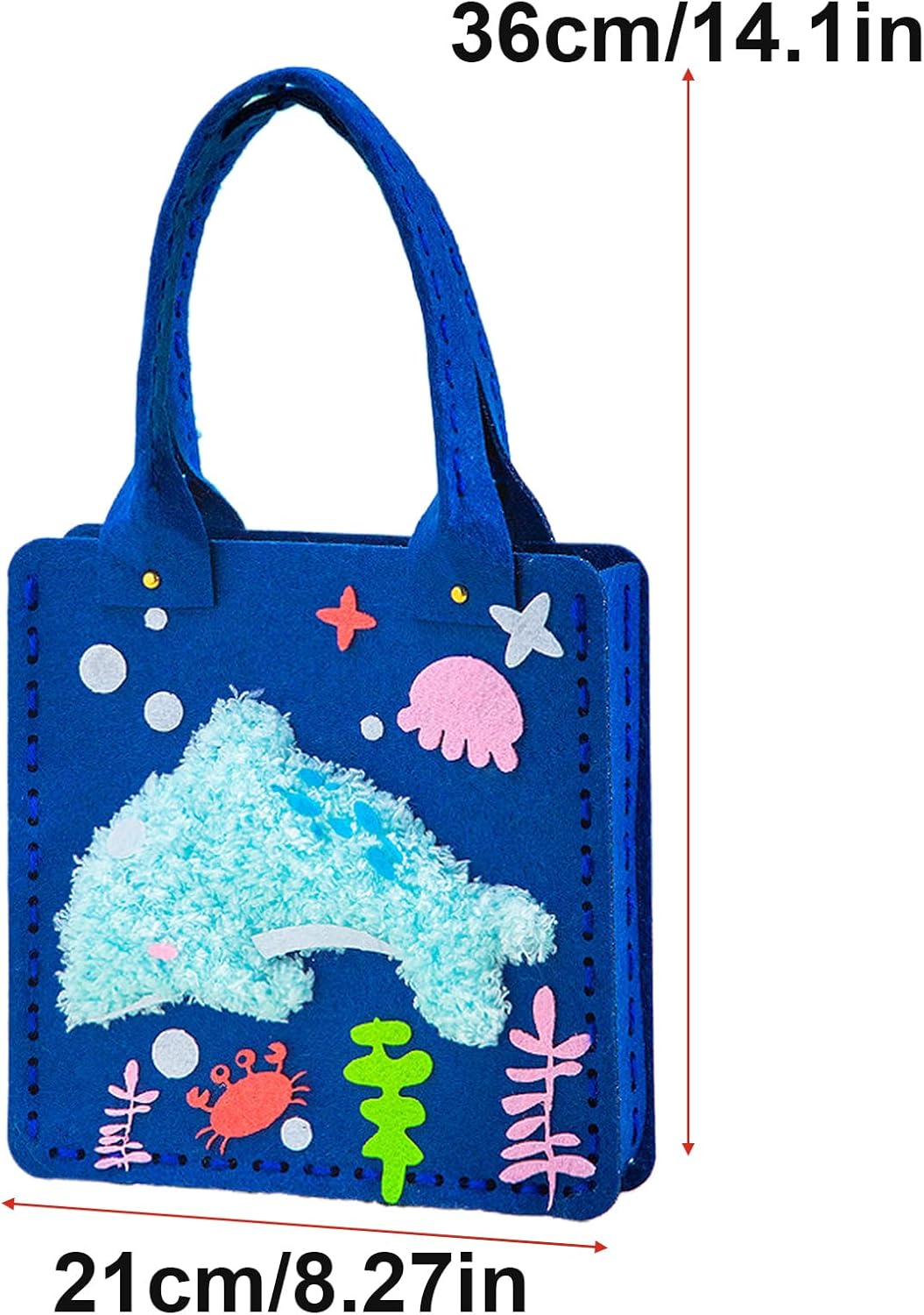 Felt Fabric Sewing Games - Fun Animal Needle Painting Projects - Lightweight Felt Tote Bag, Reusable Embroidery Set for Home, School, Travel