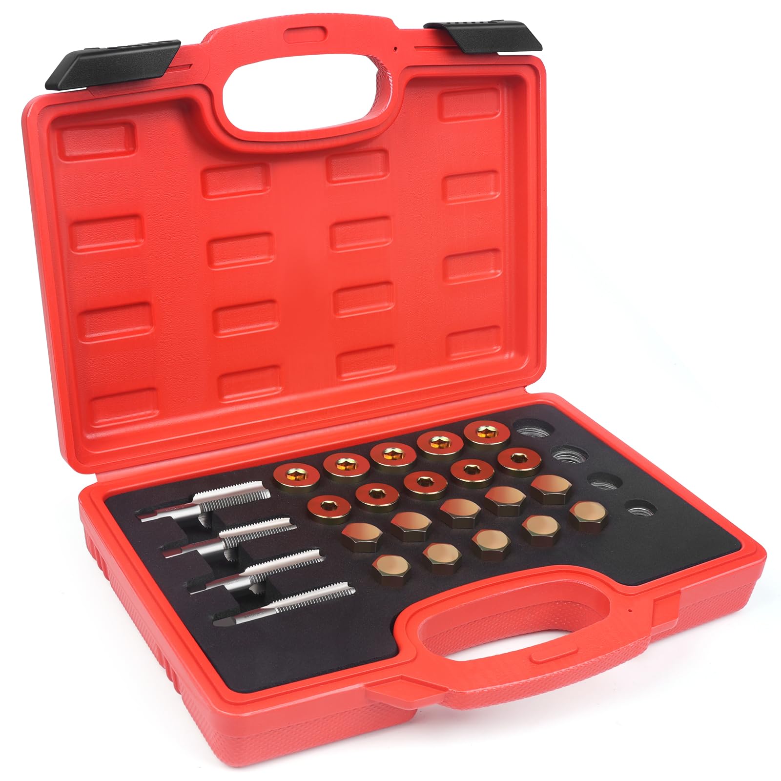 Kit di riparazione per tappo di scarico dell'olio da 64 pezzi, kit di strumenti per la riparazione della filettatura della coppa dell'olio, kit di strumenti speciali per la riparazione