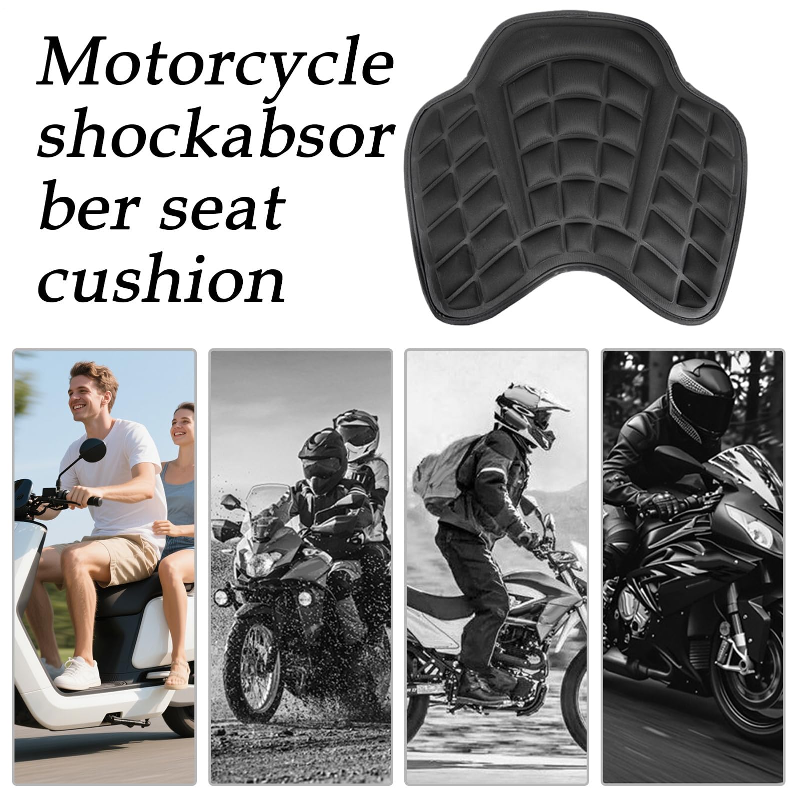 Generico Coussin De Siège De Passager Moto - Selle Gel, Ergonomique | Couvercle Confort Anti Vibration, Mousse Souple Couche Épais