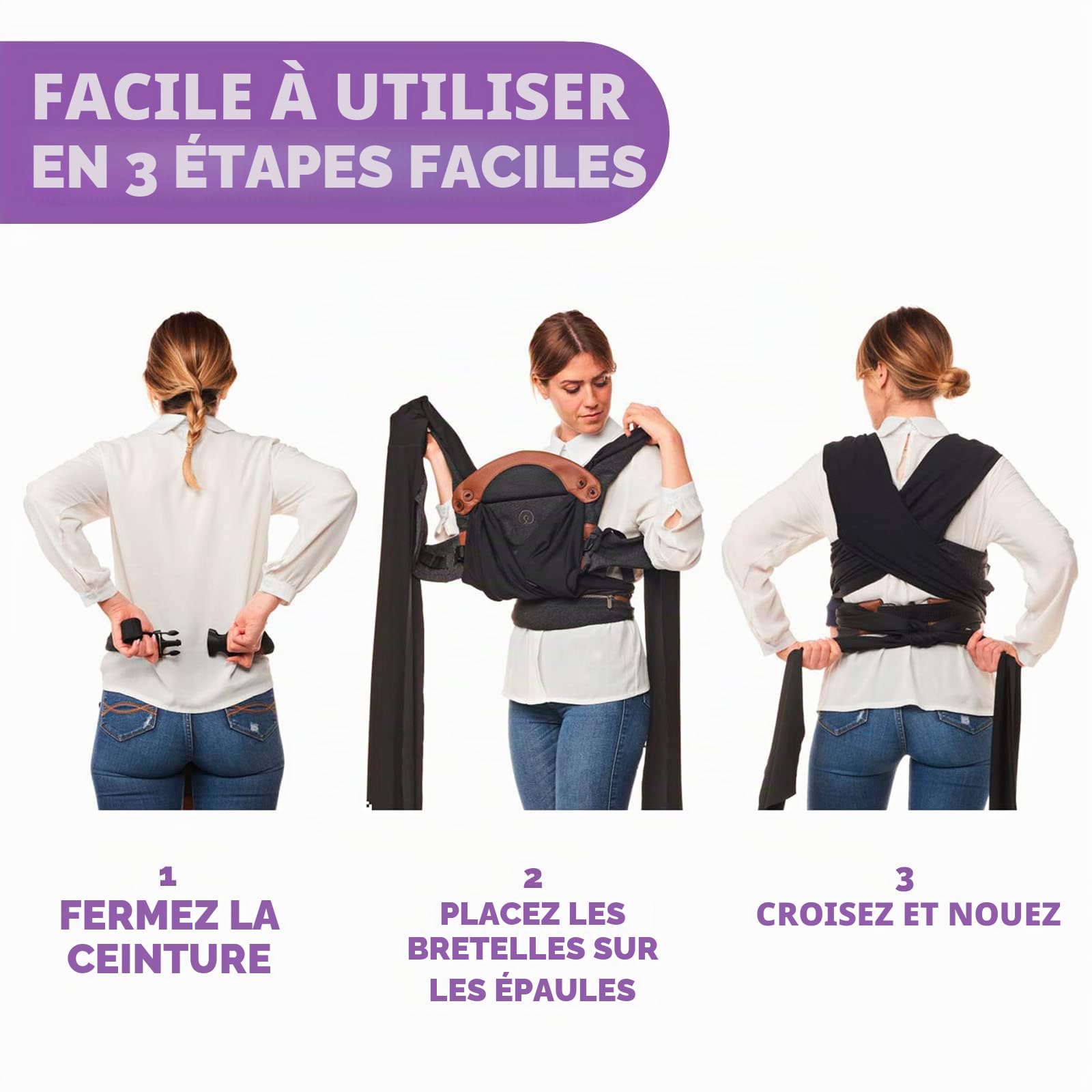 Chicco, Boppy Comfyfit Ajust, facile à porter et ajustable, porte-bébé ergonomique avec soutien de la tête et de la nuque, noir