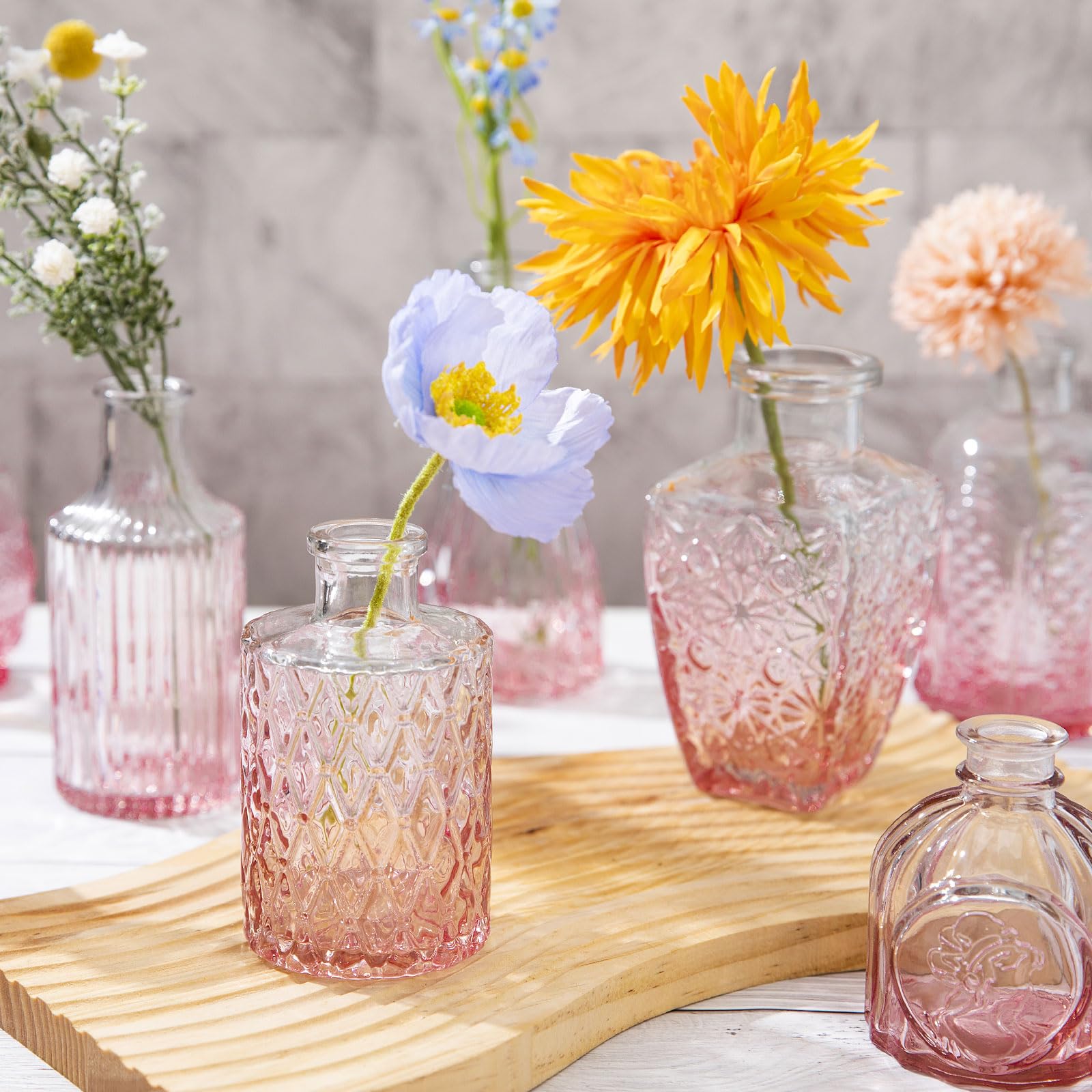 Set 6 Vasi In Vetro Vintage - Mini Vasi Decorativi Per Centrotavola, Matrimoni E Fiori - Foto 12