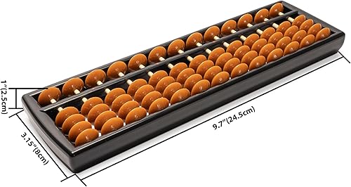 Miniatura 14 de ábaco de madera de estilo retro, calculadora de Soroban con botón de reajuste, 13.75 pulgadas, 17 columnas.