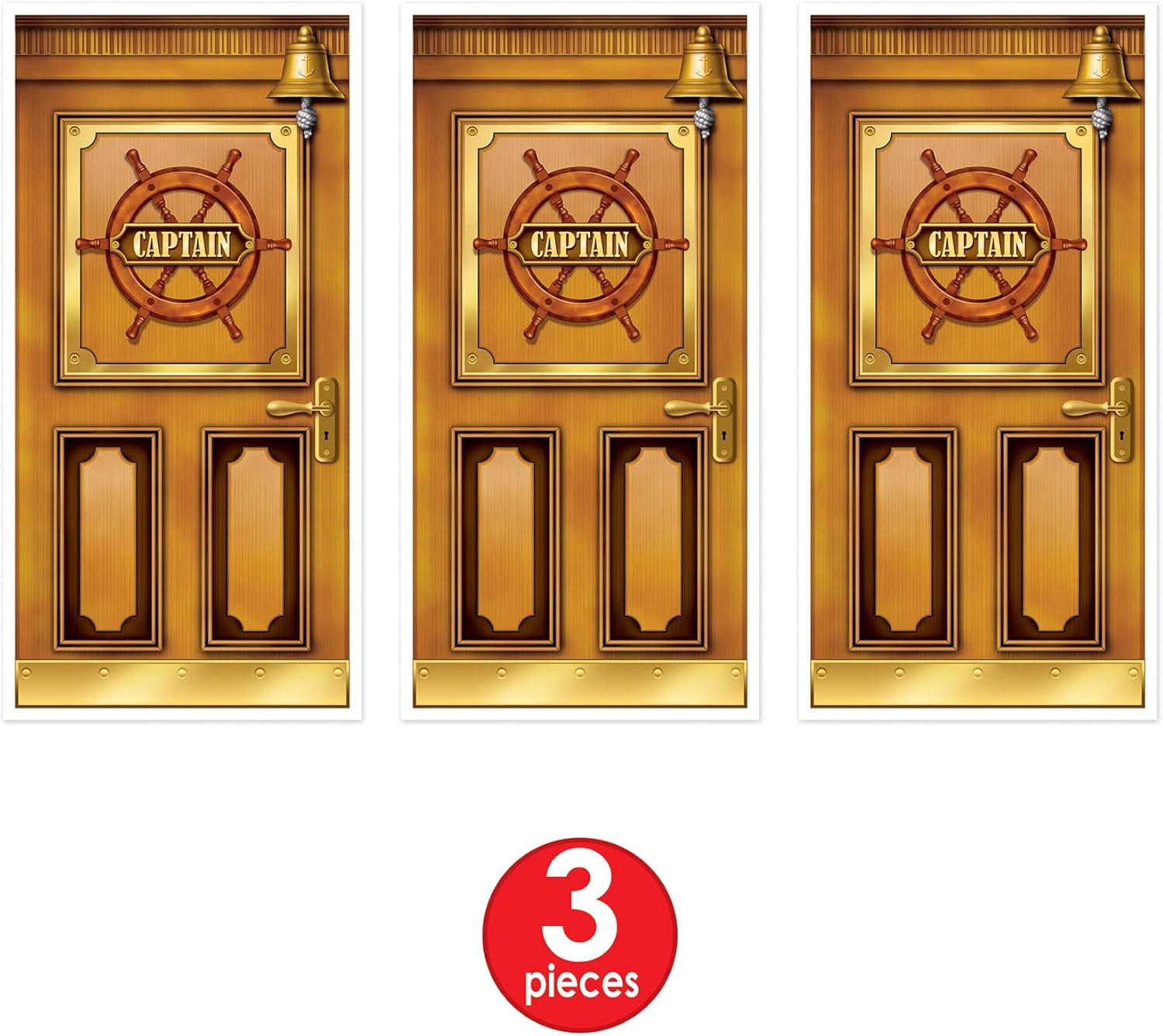 Beistle Plastic Cruise Ship Captain Door Covers, 5' x 30", Set of 3 - Nautical or Pirate Party Supplies, Themed Birthday Festivities, High Seas World Traveler Wall Decoration