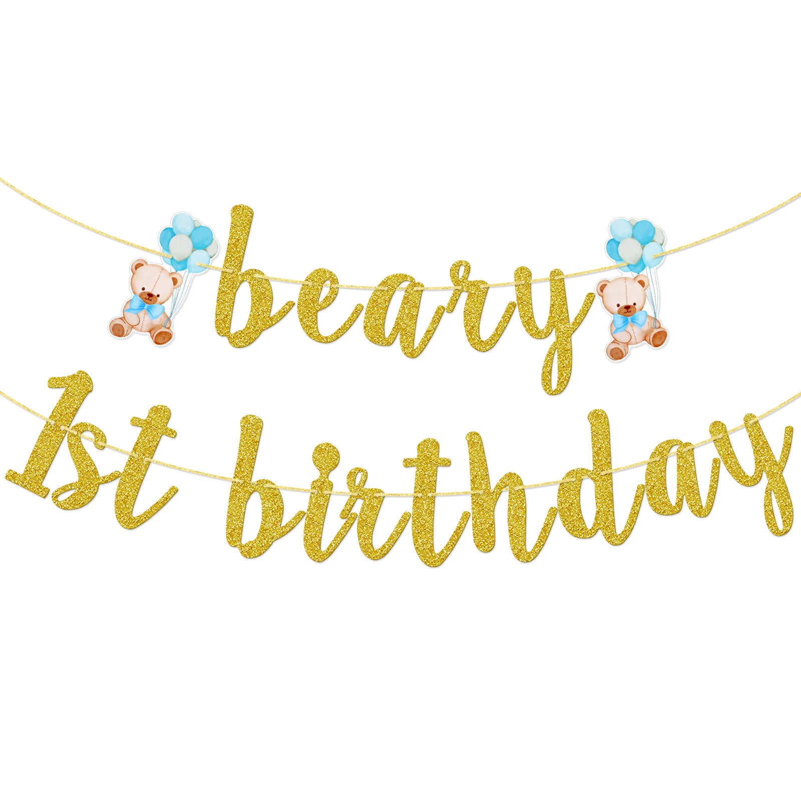 Little Man Beary 1st Birthday Banner, Teddybear First Birthday, Beary Sweet To Be One, Bear Themed Party Decorations, Teddy Bear Birthday Decorations, Gold Glitter