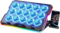 AIMIUZI Gaming Laptop Cooling Pad: 15 Quiet Fans, 7 Height Adjustable, Phone Stand, Dual USB for 12-17.3" Laptops