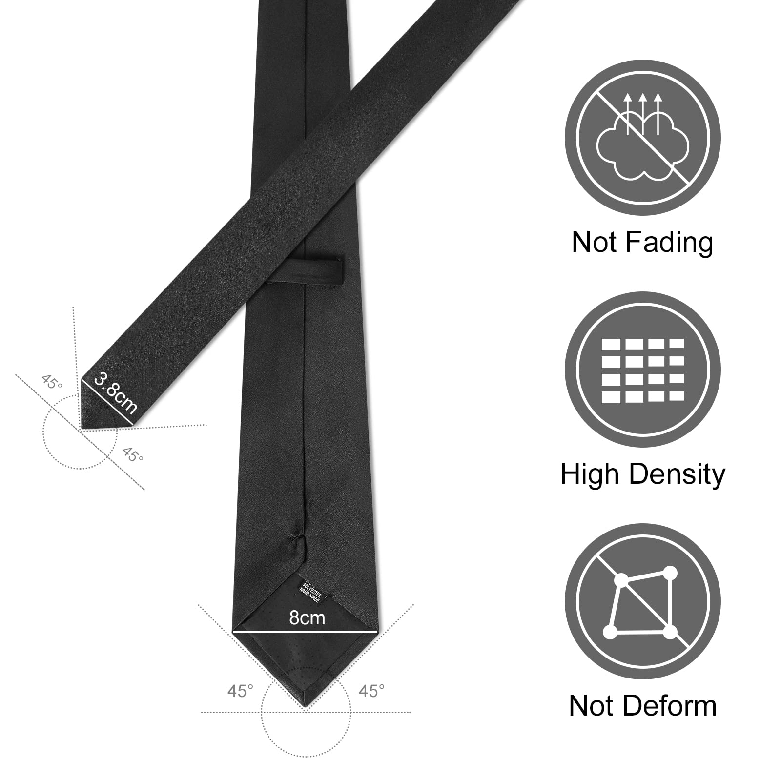 URAQT Cravatta Uomo, Cravatte Slim Uomo Eleganti Neckties, Sottile Tinta Unita Cravatta in Diversi Colori, Cravattino per Lavoro, Festa