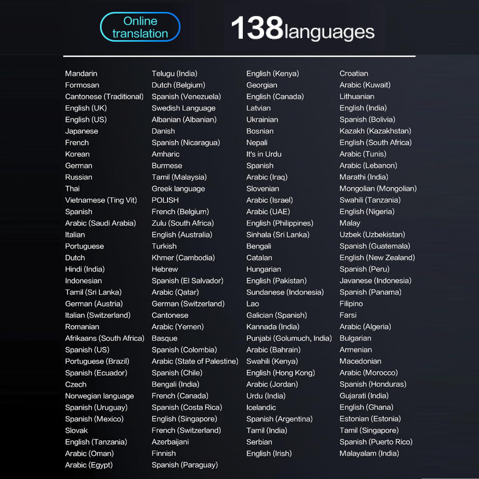 Dispositif de traduction de langue, Dispositif de traduction de langue portable, 138 langues, traduction vocale, traduction hors ligne, interprétation simultanée de texte/photo