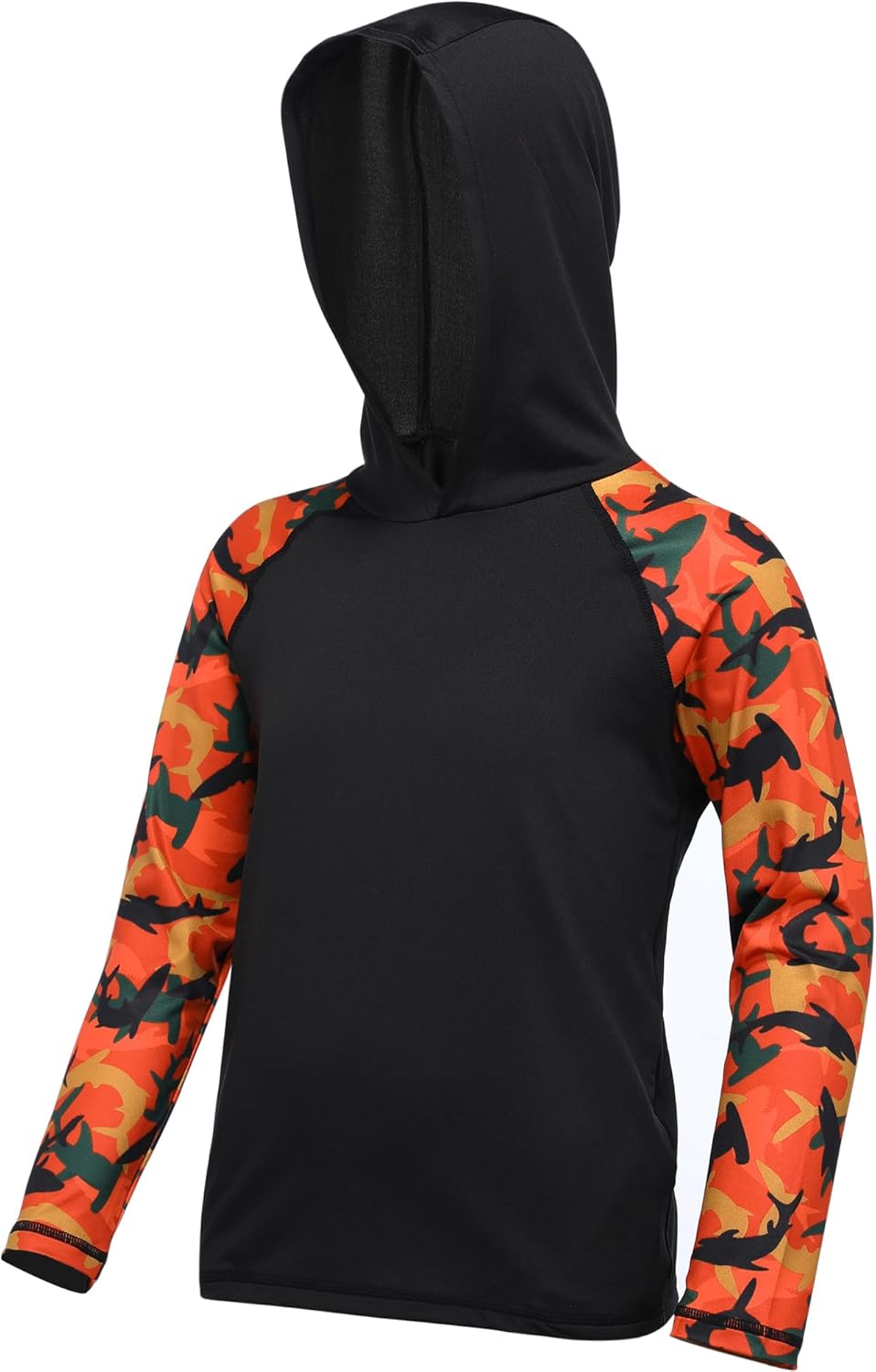 Boys Rash Guard Swim Hoodie, UPF 50+ UV Sun Protection Long Sleeve Fishing Shirt, Kids Youth SPF Water Shirts