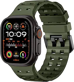 Adorve Pulseira de silicone masculina compatível com Apple Watch Ultra 2 de 49 mm, 46 mm, 45 mm, 44 mm e 42 mm, resistente à prova d'água para iWatch 10 9, 8, 7, 6, 5, 4, 3, 2 1 e SE