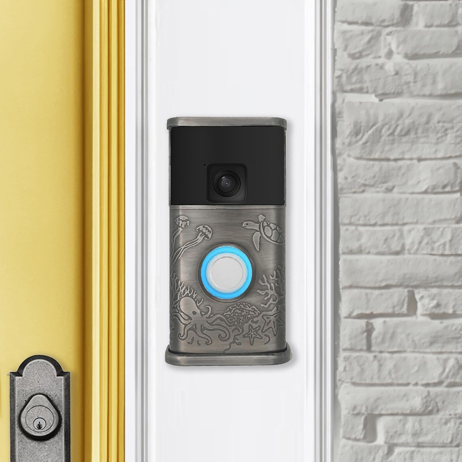 Coastal Video Doorbell Cover (Compatible with Ring Battery Doorbell - 2024 Release) (Antique Pewter)