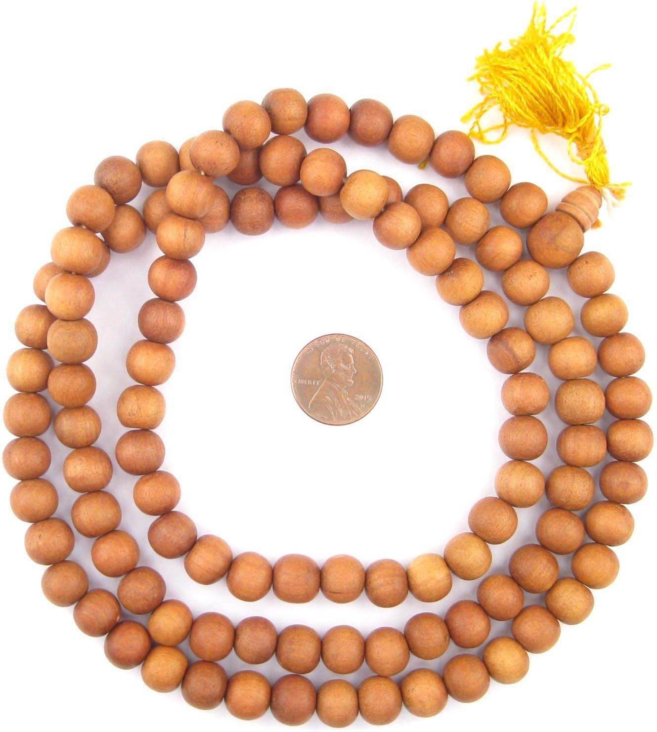 The Bead Chest 10mm Sandalwood Mala Beads: Fragrant Aromatic Wooden Meditation Beads for Yoga, Jewelry, Necklace, Chanting Genuine Nepal Product