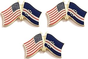 PACK of 3 Cape Verde & US Crossed Double Flag Lapel Pins:...