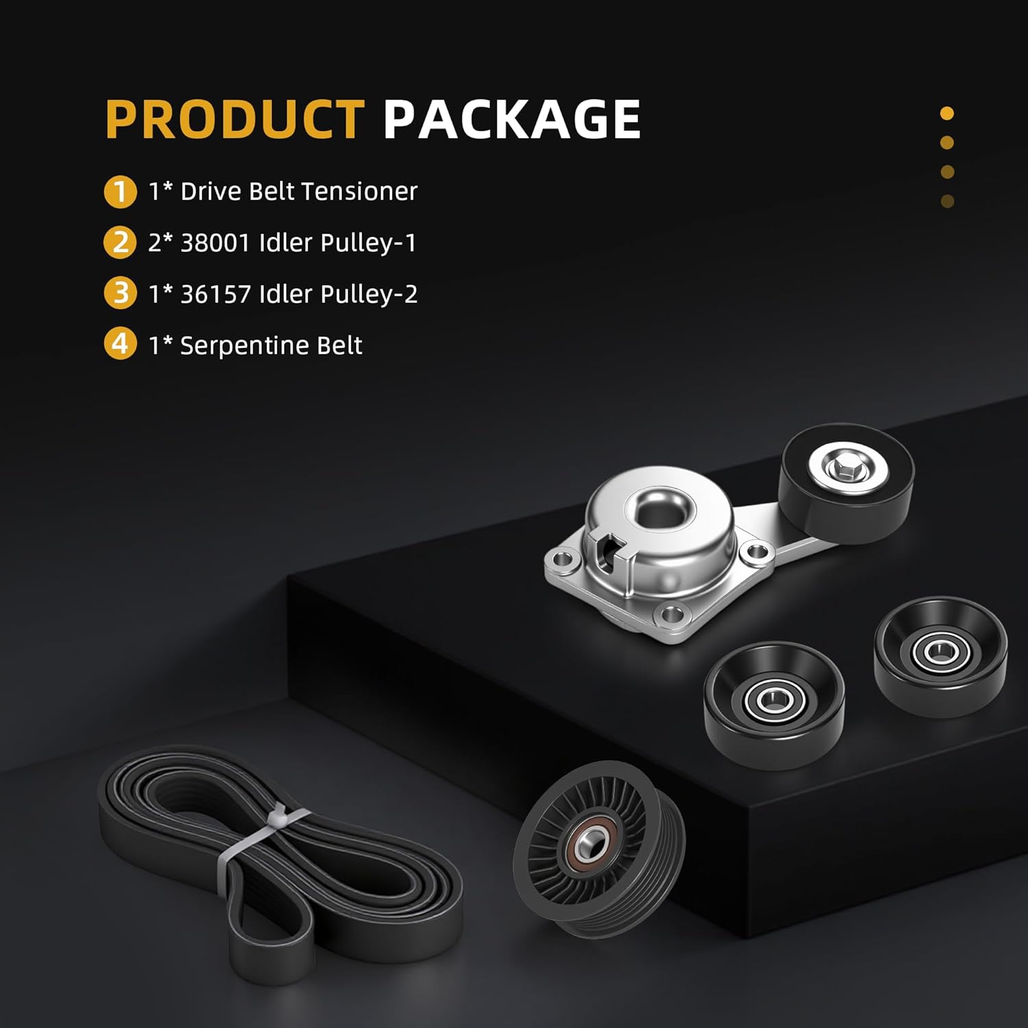 Drive Belt Component Kit Fit for Ford F-150 F-250 F-350 Lobo 2004, Fit for Ford Expedition Mustang 2005-2006, Fit for Lincoln Navigator 2005-2006, OE# 38274 1L2Z6B209AA 1L2E6B209CB