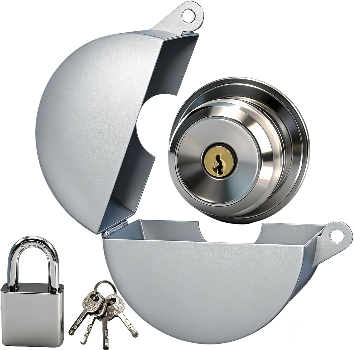 Door Knob Lock Out Device with Padlock, Door Handle Lock - Prevents Turning Door Handles and Entering Keyholes, for Covering Door Handles/Faucets/Valves, Stainless Steel (Black)