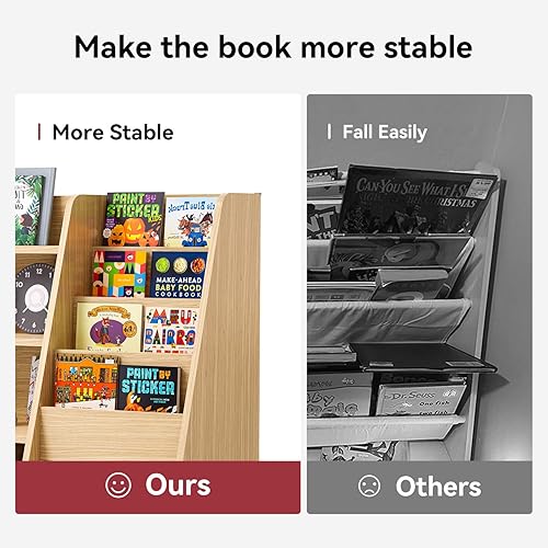 Miniatura 3 de oneinmil Estantería triple ancha de 5 niveles con 2 cajones estantes rústicos Etagere para oficina en casa estantería de madera y metal de estilo