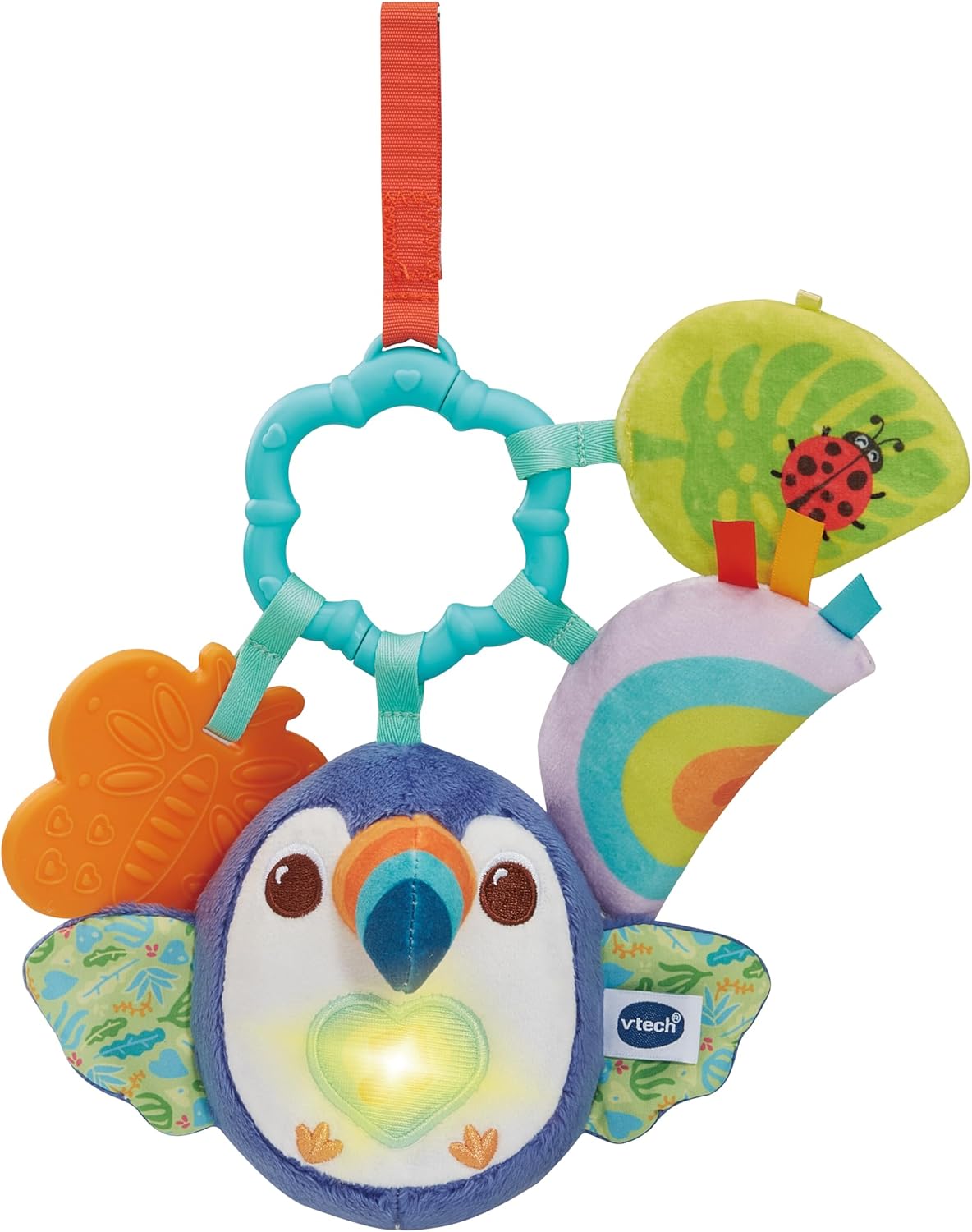 VTech - Baby Toucan Musical Walking Time Toy for Baby Strollers from 3 Months, Soft Plush Toucan Wakes Up The Senses, ESP Version