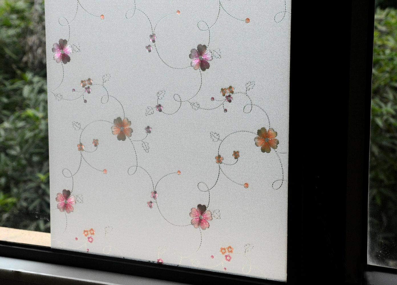 VSUDO 1 Roll 35.4" by 78.7" Static Cling Window Film for Privacy, Plum Blossom Pattern Window Tint for Home, Window Glass Sticker for Office (19.37 Sq. Ft Total)