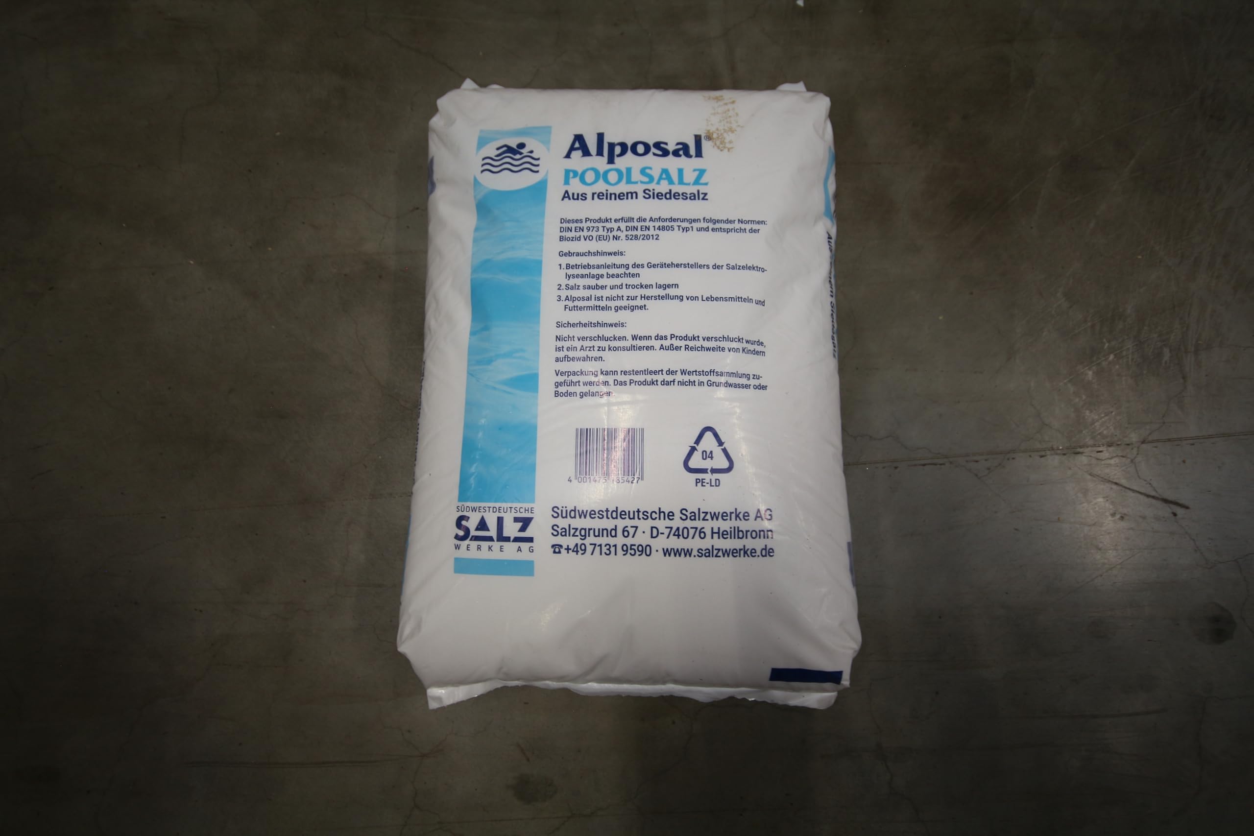 Alposal Sel de piscine composé de pur sel ignigène (convient pour appareil de chloration) en sac de 25 kg