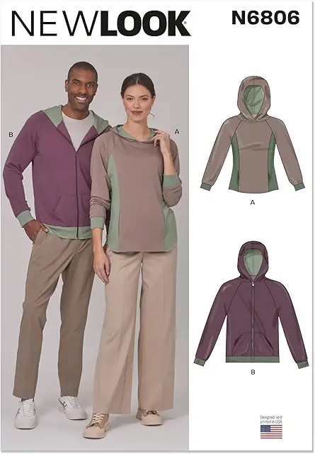 Unisex Hoodie Sewing Pattern for S-M-L-XL-XXL - New Look UN6806A