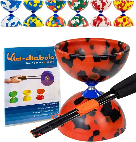 Juggle Dream Jester Diábolo Set para Malabares - Diábolo con Eje Fijo con Palos de Fibra y Vídeo de Aprendizaje en Línea (Negro/Rojo) - 1