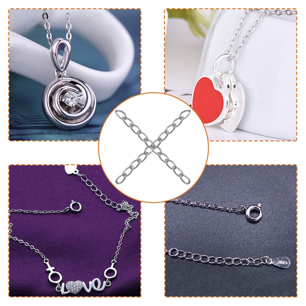 100 Chaînes D'extension En Acier Inoxydable 7 Cm - Pour Collier, Bracelet, Cheville - Accessoires Fabrication Bijoux DIY