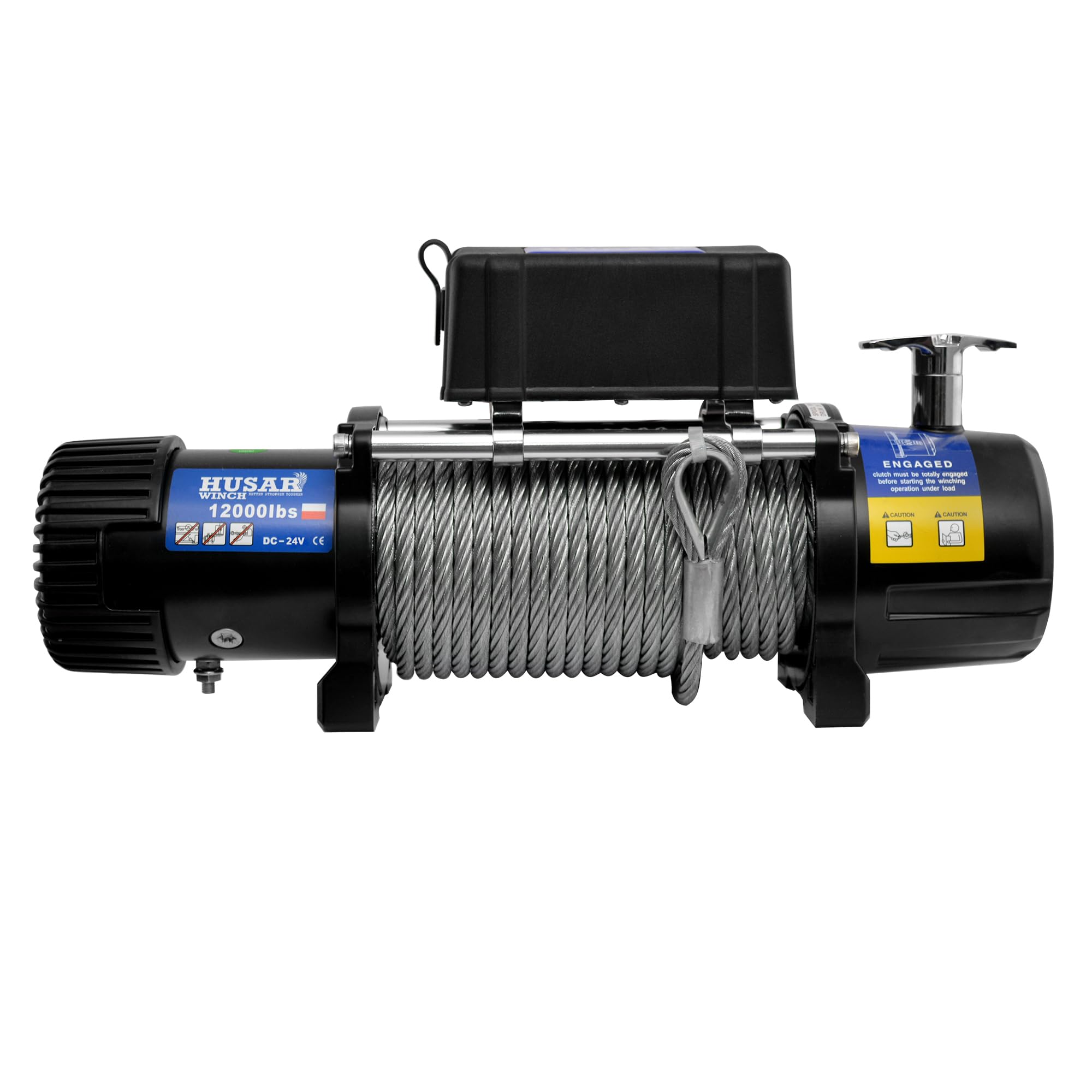 Cabrestante Eléctrico de 12000 lbs | 5443 kg, 24 V, Con Cuerda de Acero De 25 m,Control Inalámbrico, Transmisión Planetaria De 3 Etapas, Ideal Para Vehículos Todoterreno, Vehículos 4x4