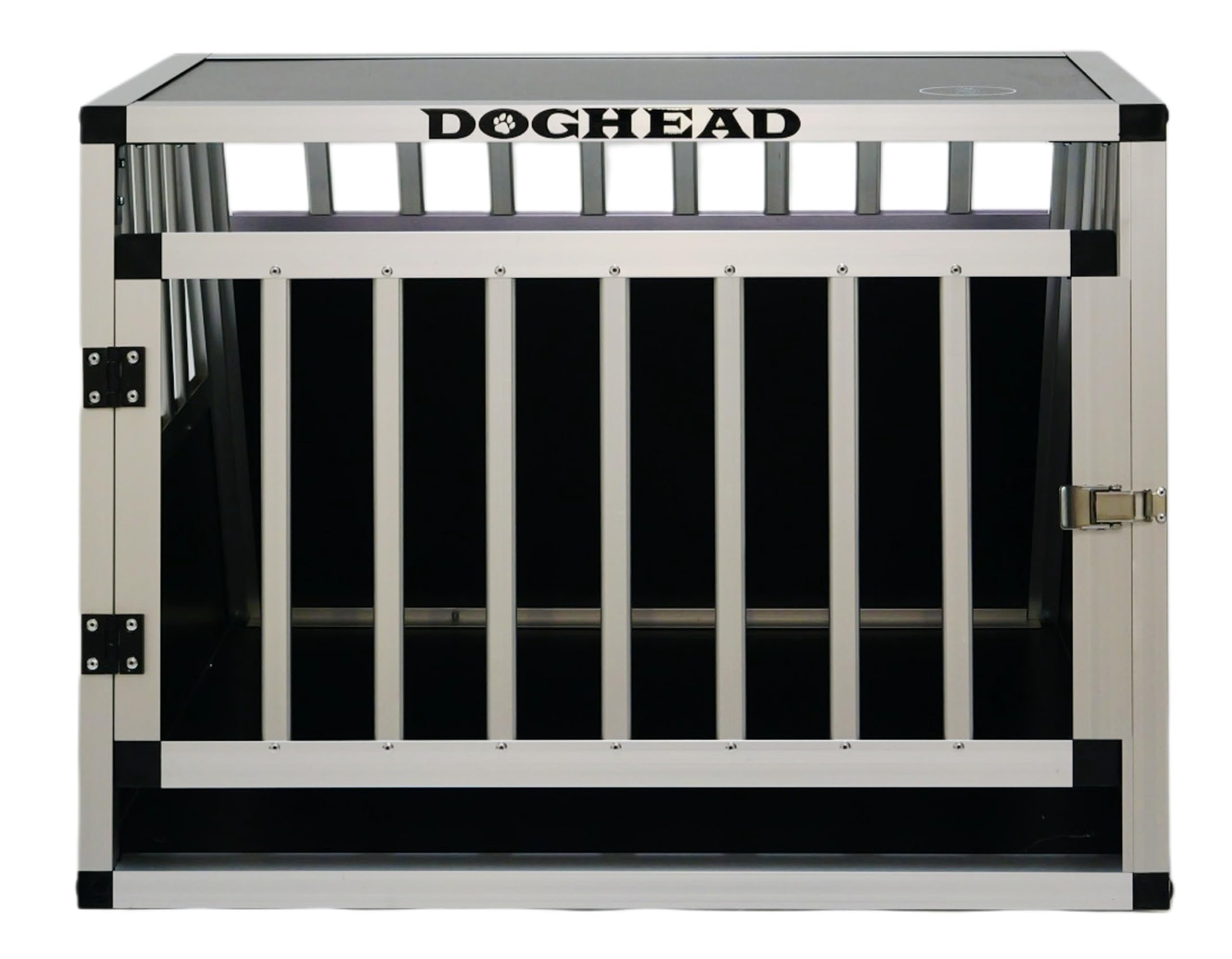 DOGHEAD Hundetransportbox Ecoline, Single 70x60x50 cm, Schwarz, Aluminium, Beidseitig Abgeschrägt 75°