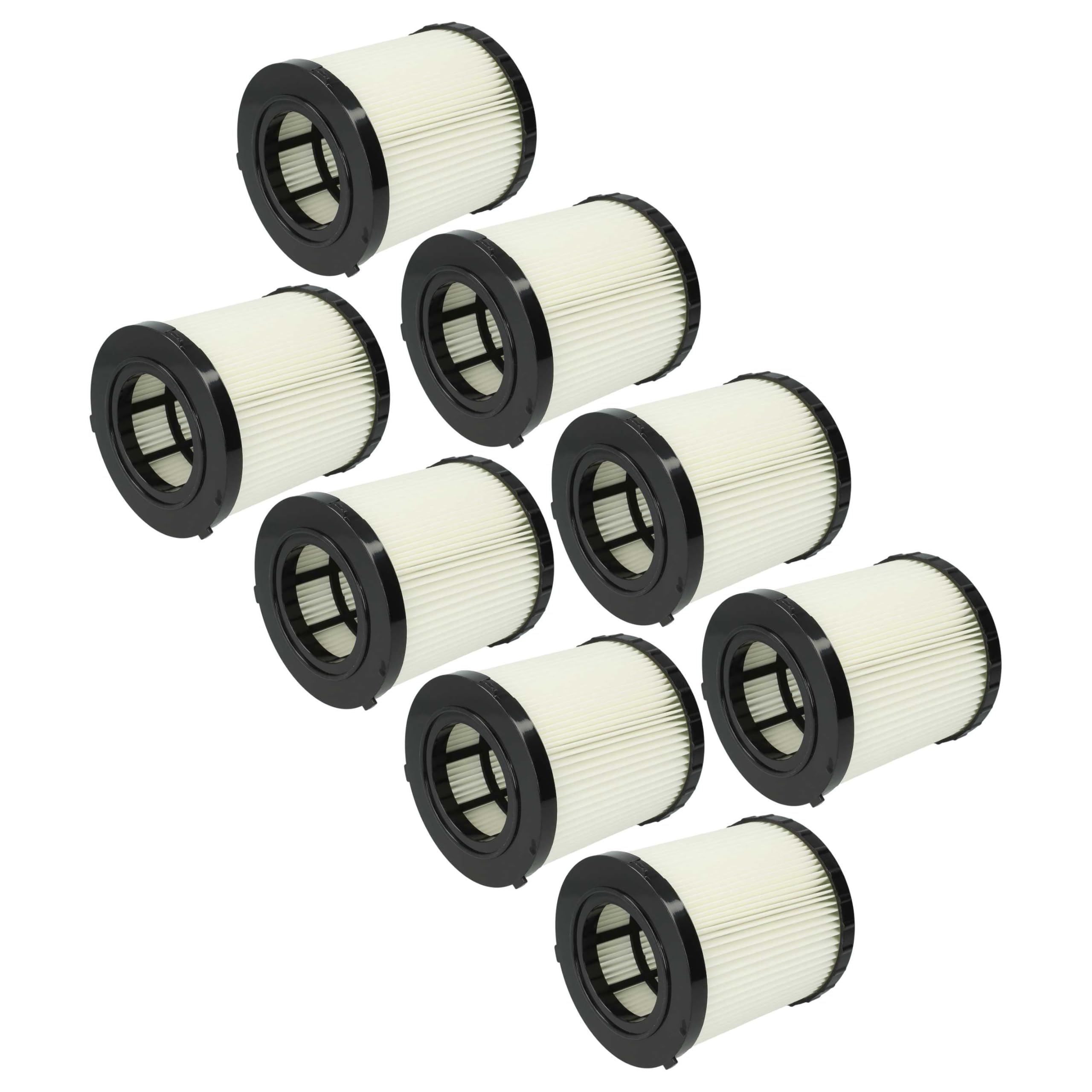vhbw 8x Faltenfilter Ersatz für Dewalt DCV5801H | DCV5801H-XJ für Staubsauger - Patronenfilter Schwarz Weiß