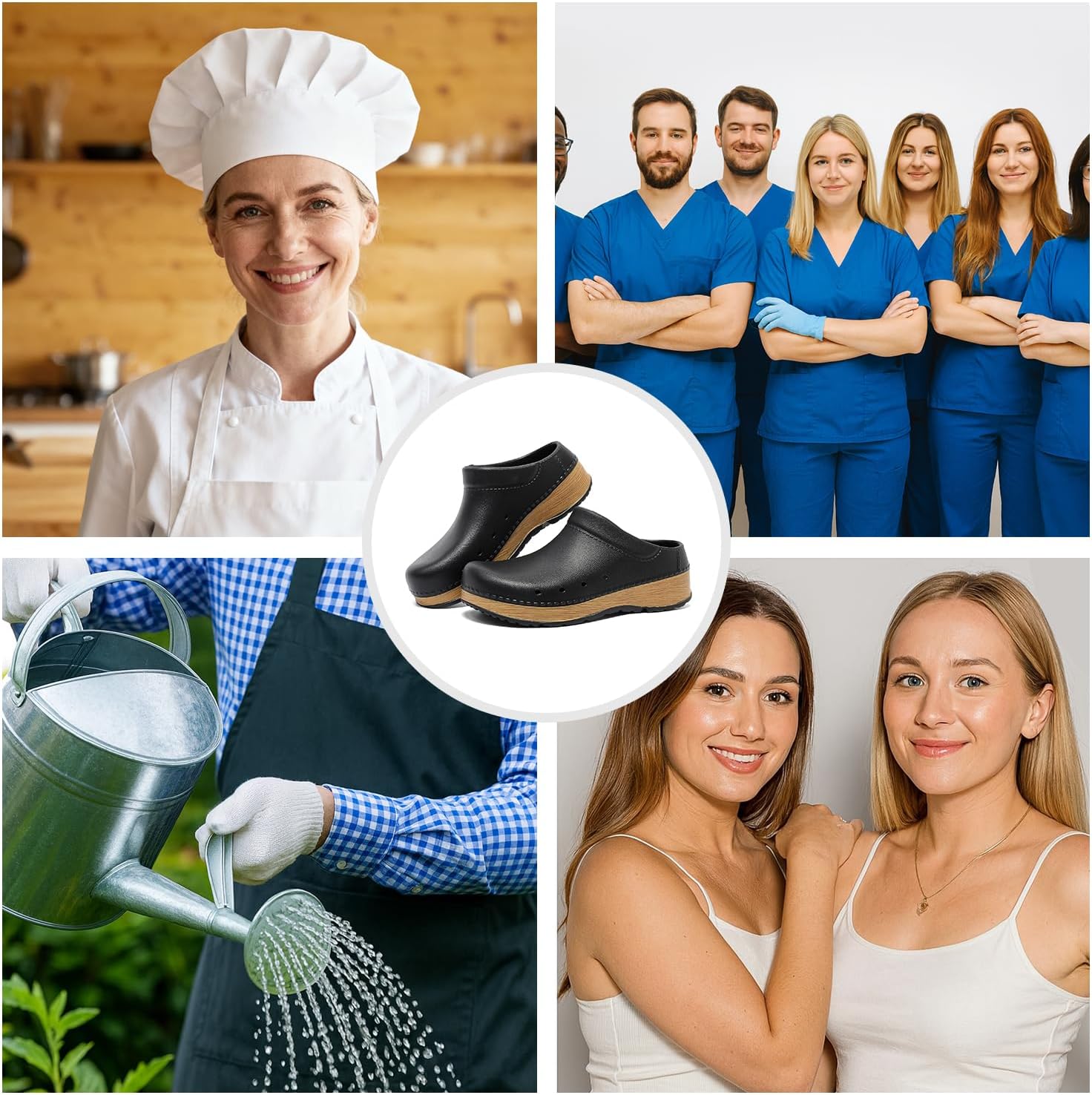 youermei Slip-On Men's Clogs Women's Mules, Lightweight Work Sandals with Removable EVA Footbed, Arch Support, Non Slip Closed Toe Chef Nurse Shoes, Comfortable Cork Slides - Image 6