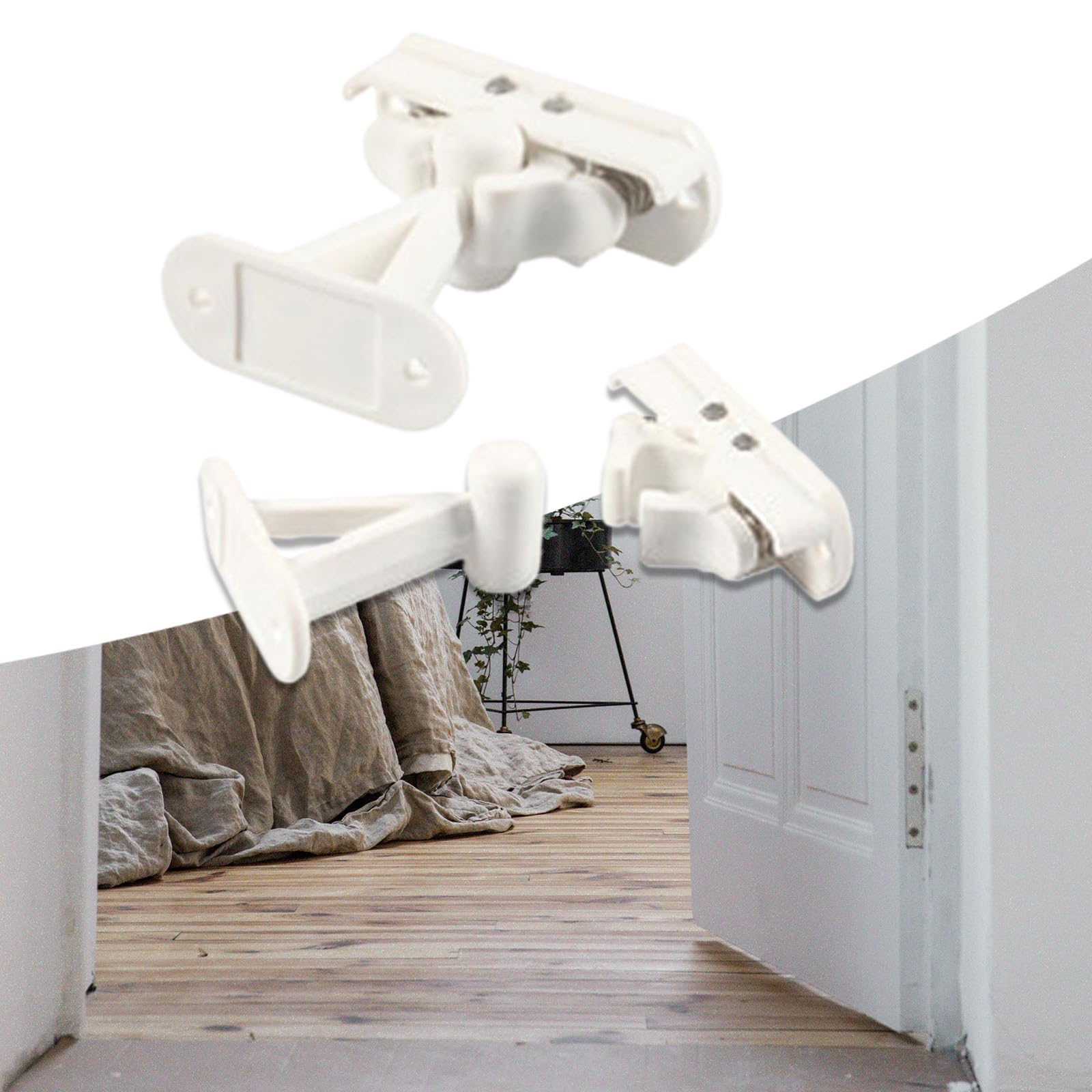 QWQJ SprungsStatic Caravans Door Retainer Catch White Nylon Door Retainer Catch Caravans Motorhomes Boats Hold Back