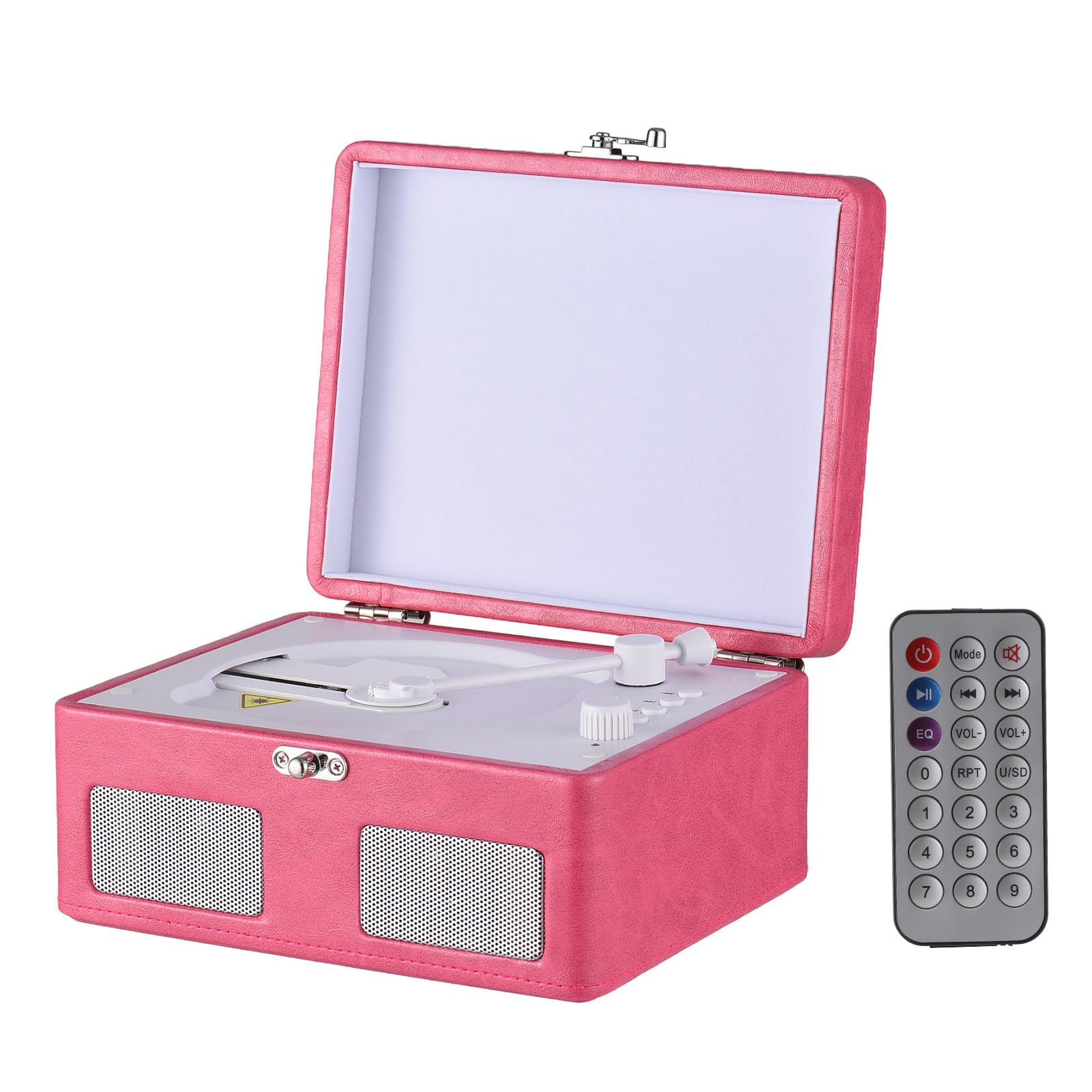 CHICIRIS Music Player Record Player, CD con Batteria Ricaricabile Turntable, Portatile, per Appassionati di Musica, Output di Input 3,5 Mm (PINK)