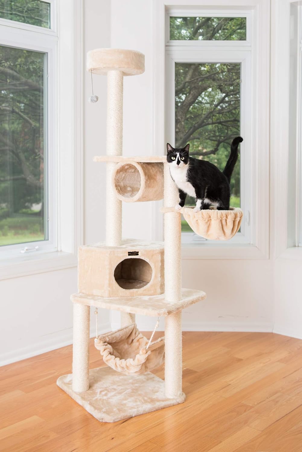 Armarkat 72" H Pet Cat Tower, Tower EntertaInment Real Wood Furniture With Lounge Basket, Perch, A7204