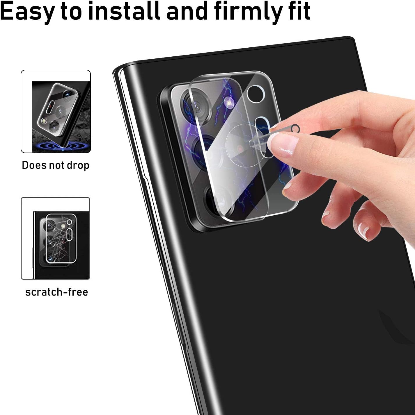 QHOHQ 3 Pack Screen Protector for Samsung Galaxy Note 20 Ultra with 2 Packs Camera Lens Protector,[Flexible TPU Hydrogel Film] - Ultra HD - [Anti-Scratch],Designed for Ultrasonic Fingerprint Unlock