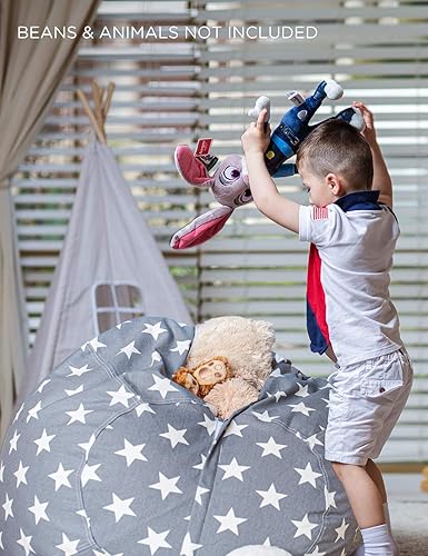 Miniatura 72 de Aubliss - Funda para organizar juguetes de felpa, se convierte en un puf cuando se rellena Se convierte en un puf para niños cuando está lleno. Aqua